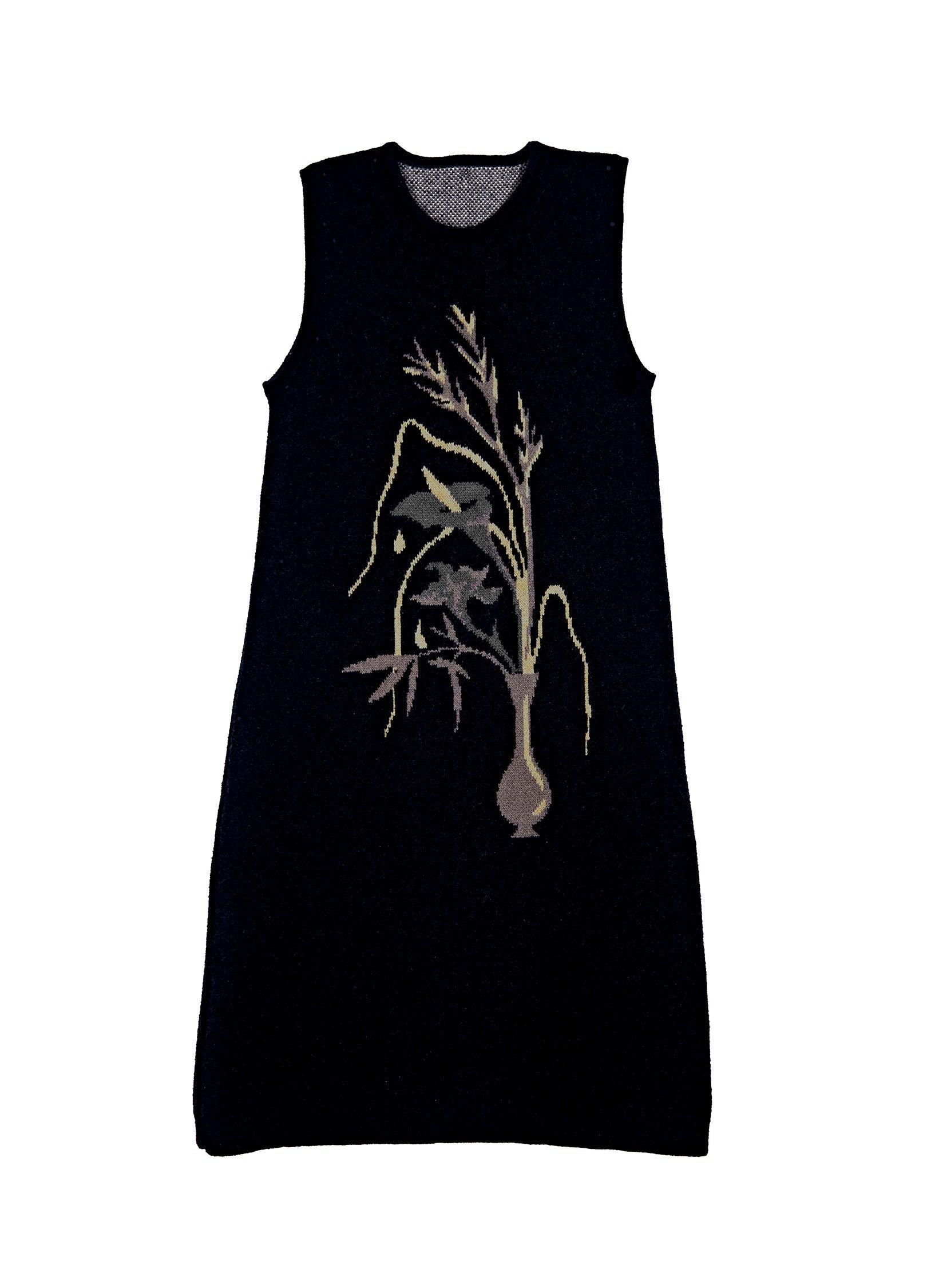 Elegant Floral Print Knit Dress - chiclara
