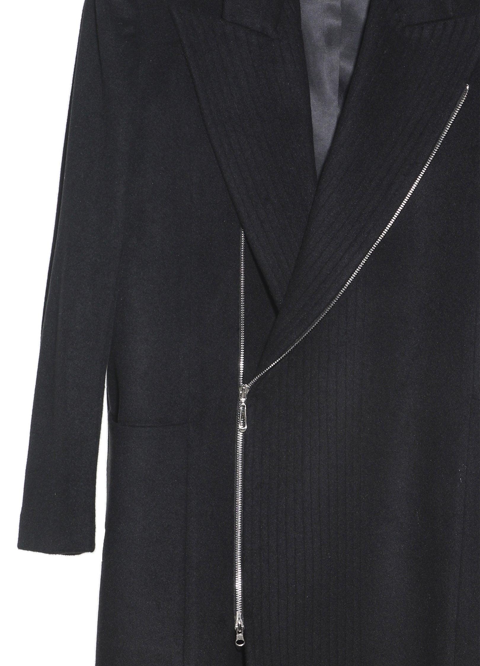 Chic Double-Breasted Wool Blend Overcoat with Metal Zipper - chiclara