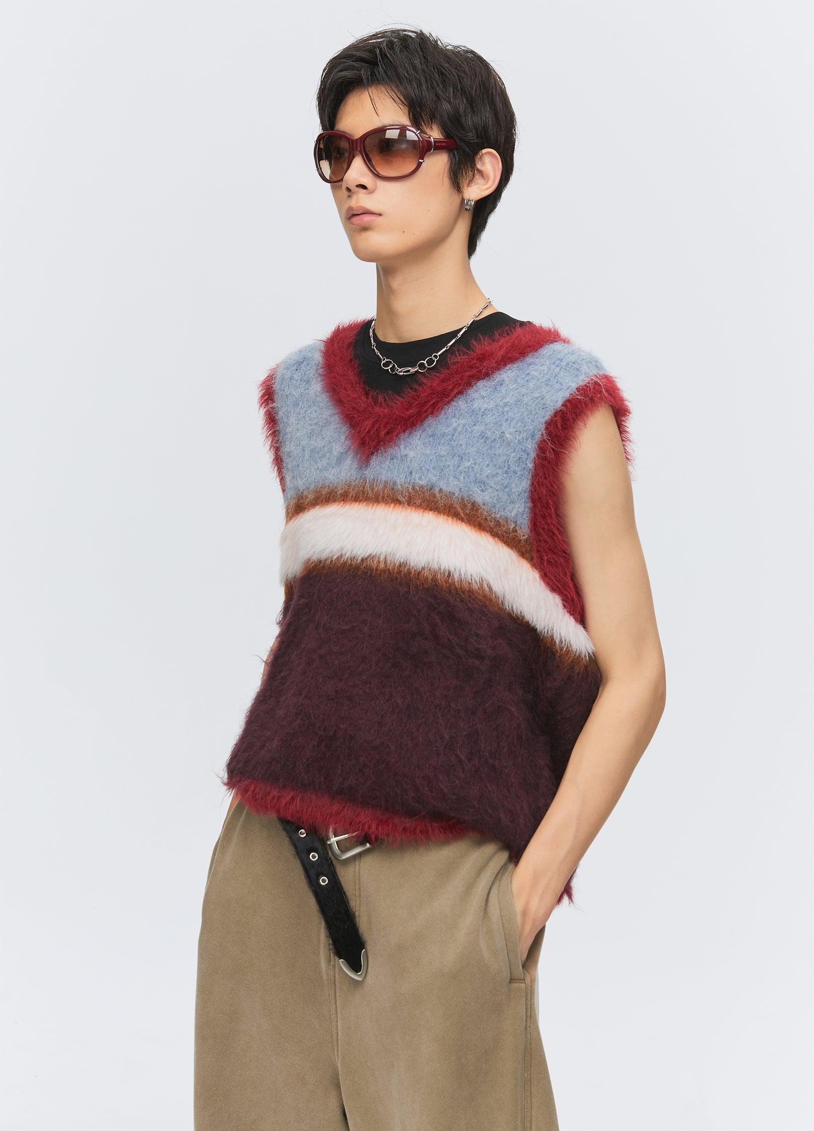 Versatile Fuzz Knit Sweater Vest - chiclara