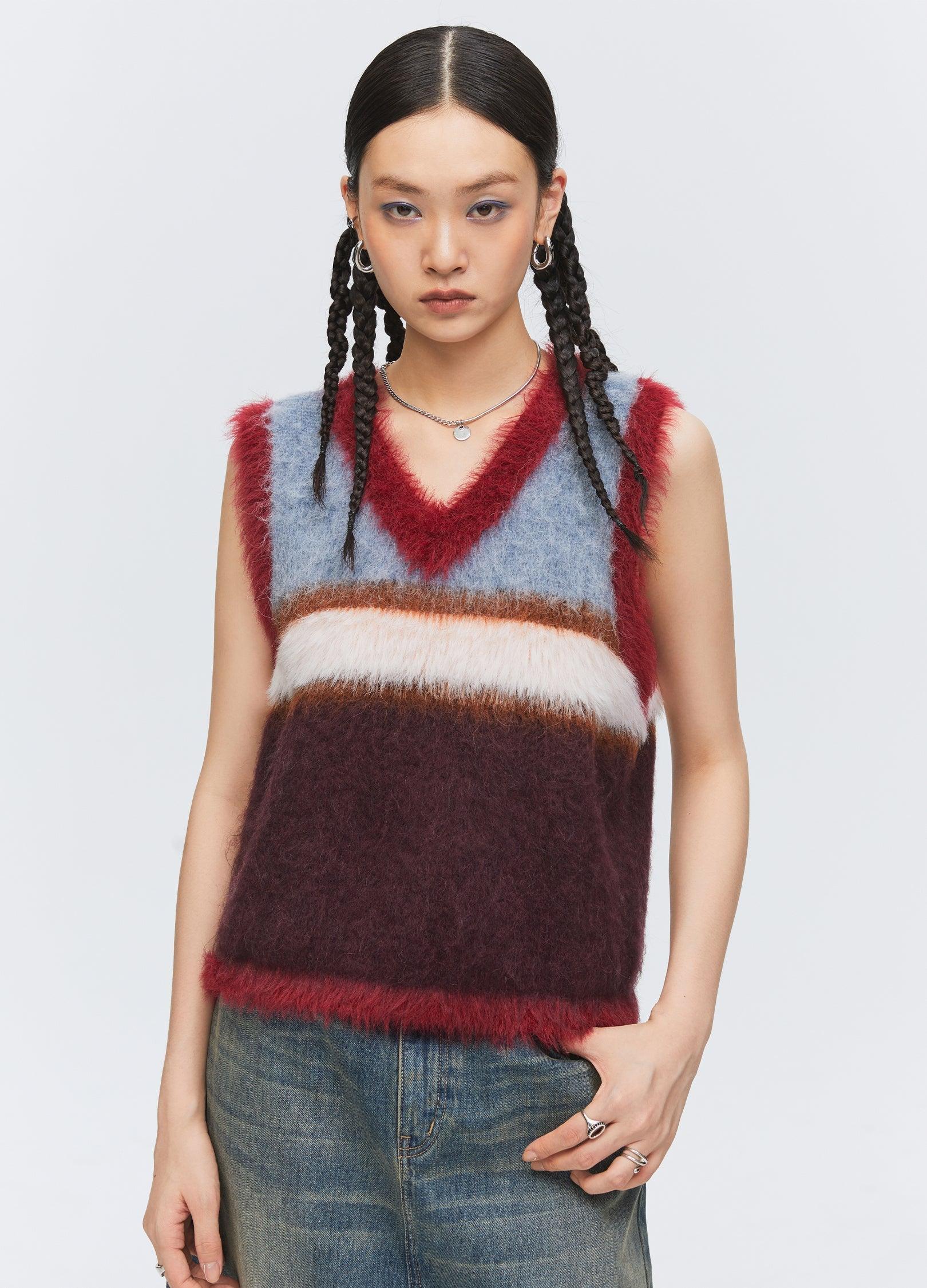 Versatile Fuzz Knit Sweater Vest - chiclara