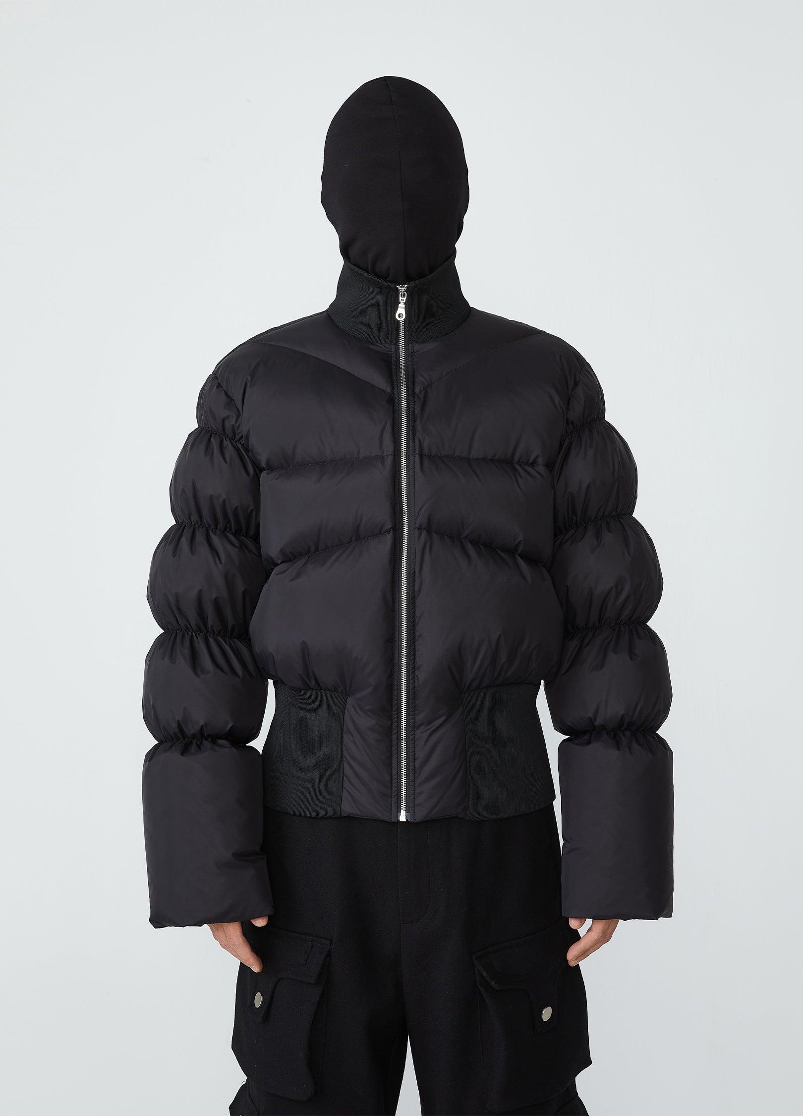 Unisex Cropped Puffer Jacket with Elastic Hem - chiclara
