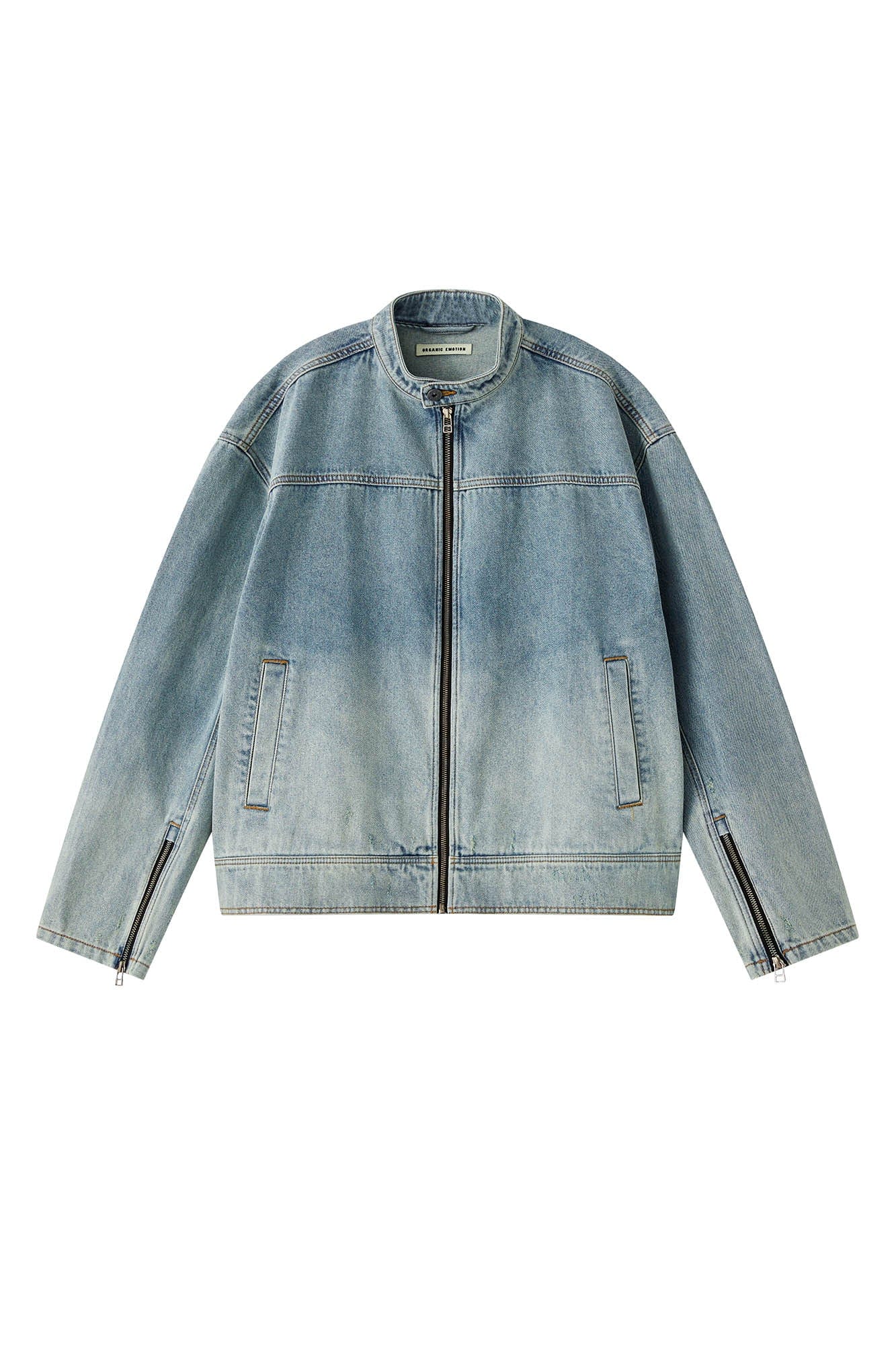 Light Wash Denim Racing Jacket