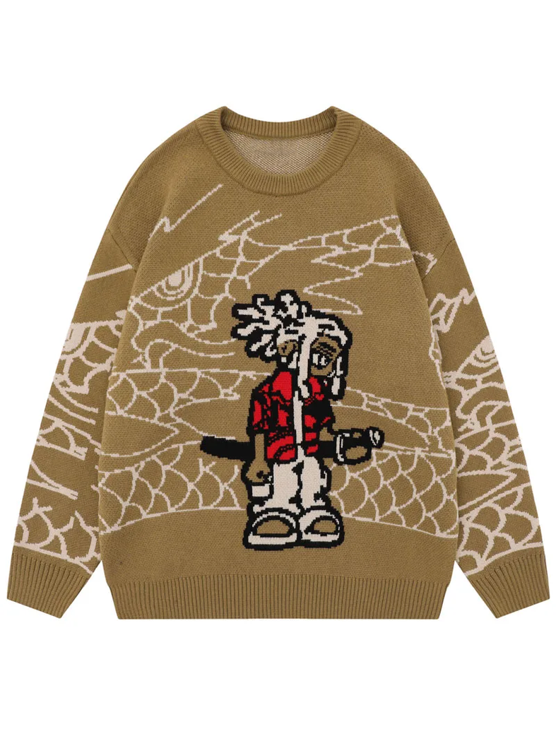 Graphic Cartoon Character Knit Sweater