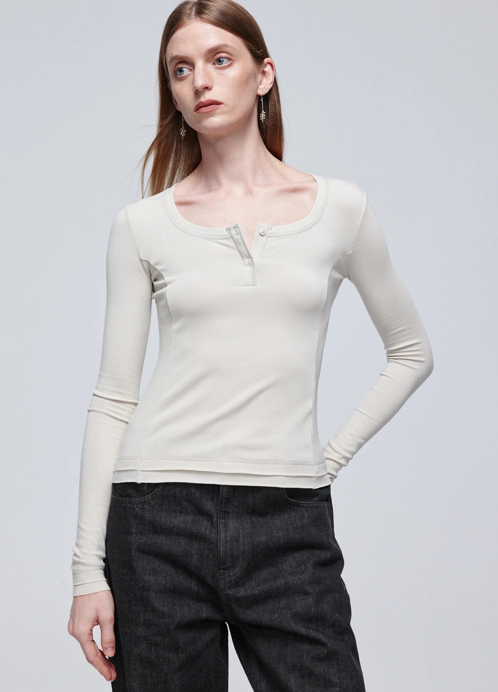 Henley Top de manga larga