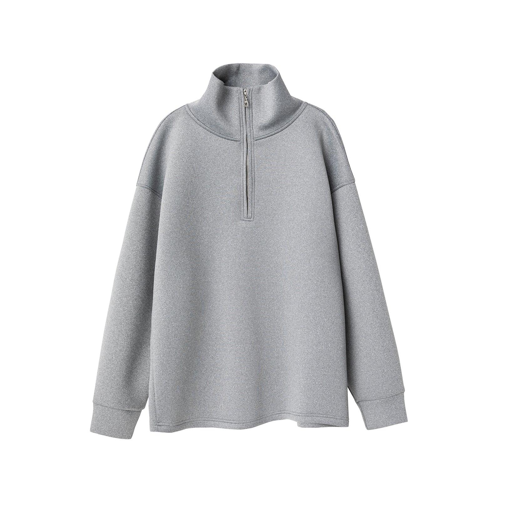 Ultra-High Neck Zip-Up Sweatshirt - chiclara