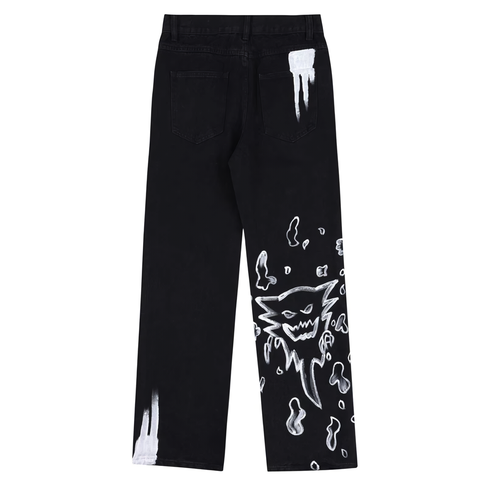 Jeans de graffiti esquelético negro
