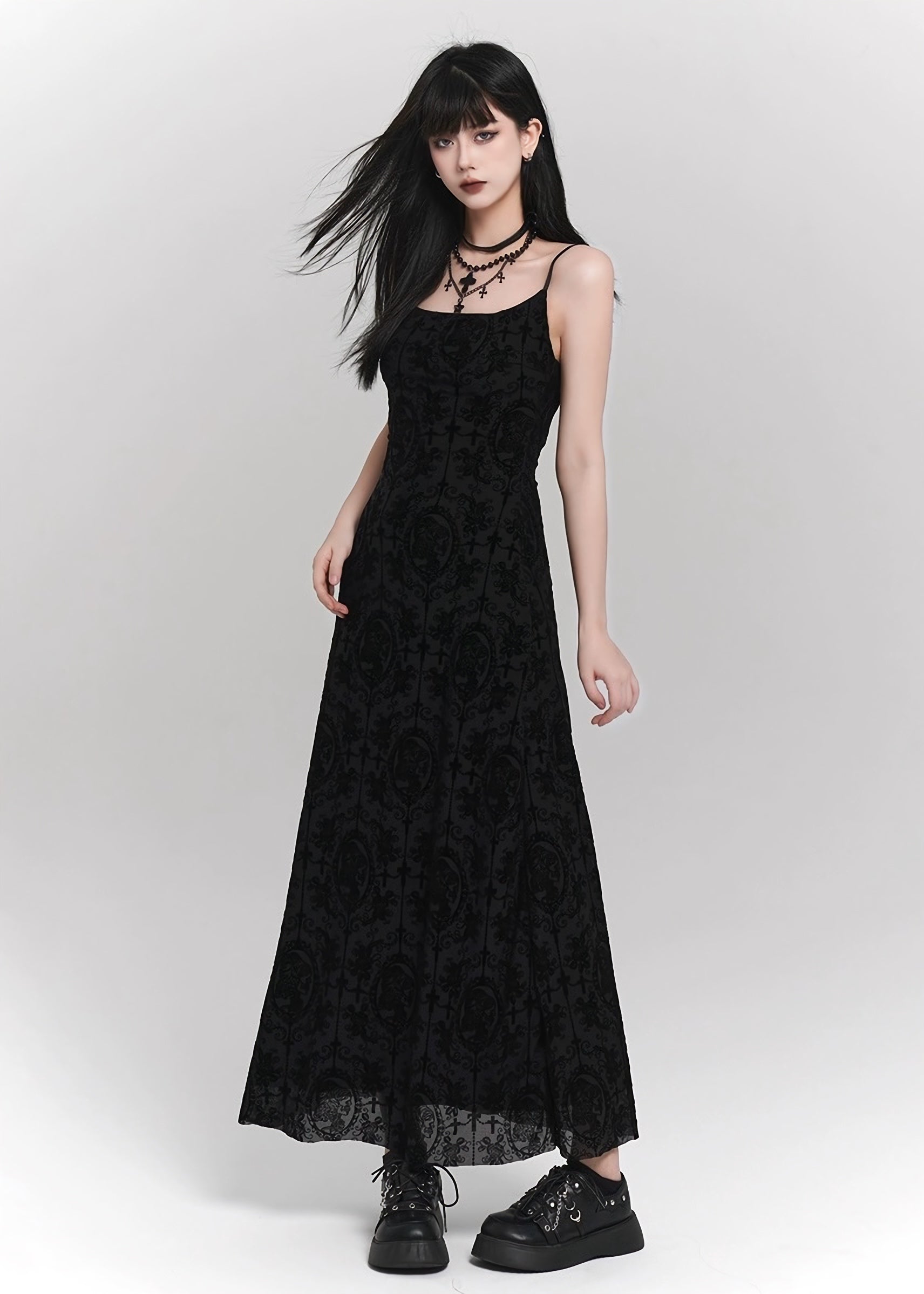 Gothic Velvet Maxi Dress