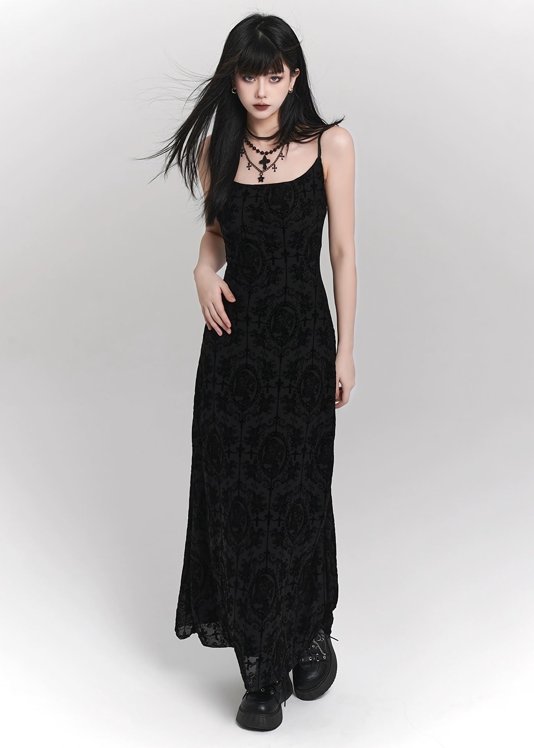 Gothic Velvet Maxi Dress