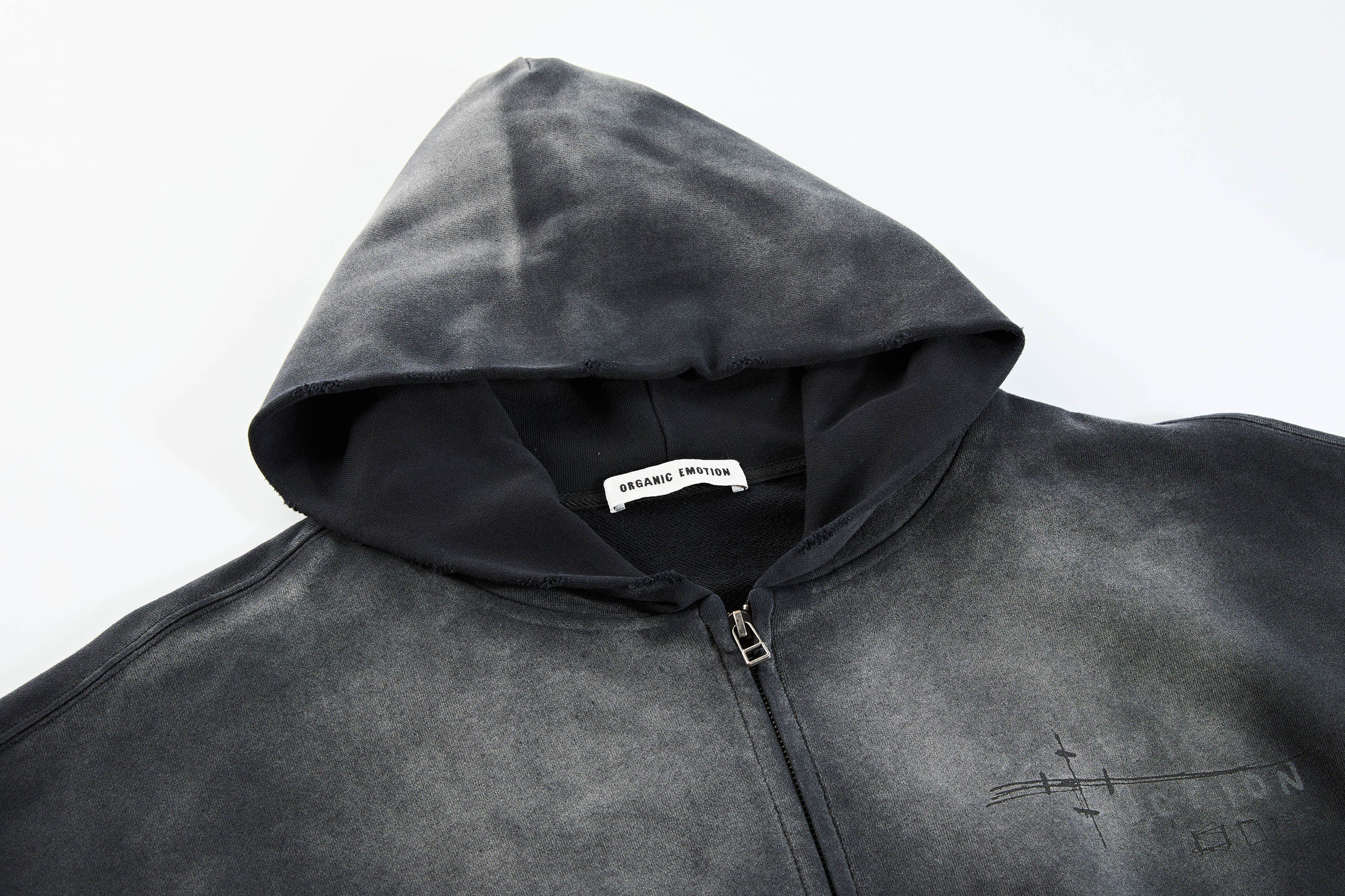 Washed Graffiti Zip-Up Hoodie