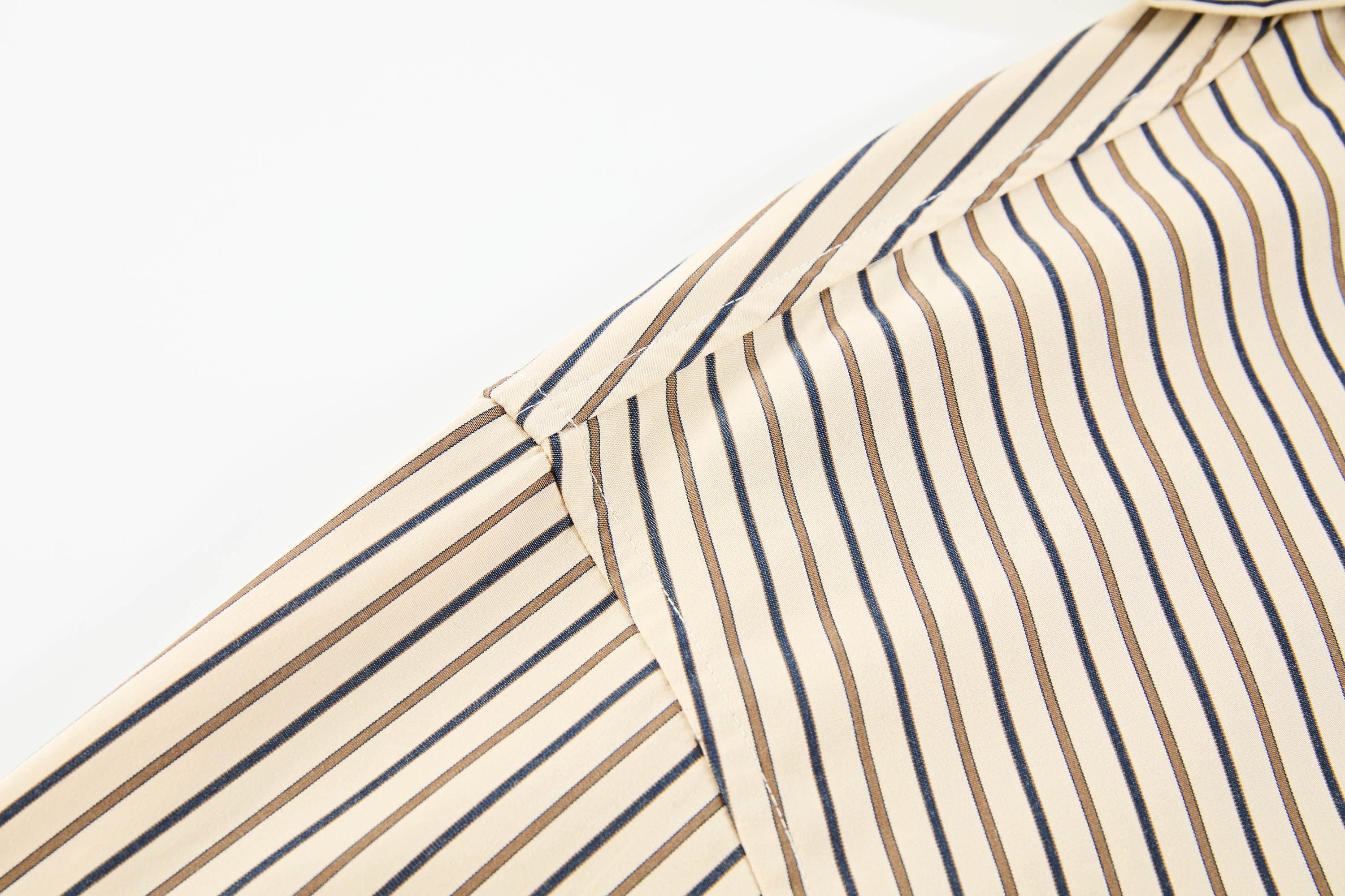 Striped Baseball-Style Button-Up Shirt