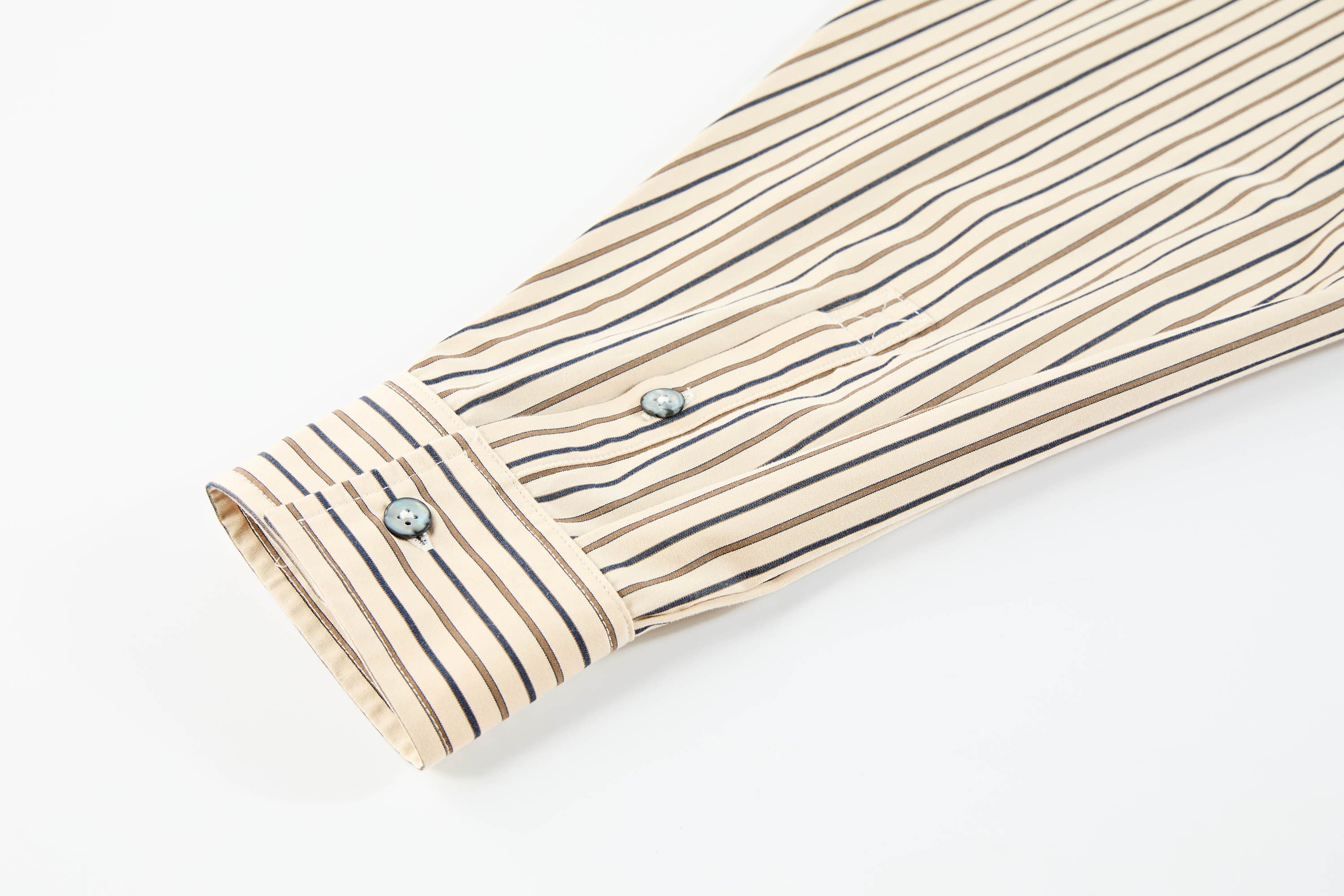 Striped Baseball-Style Button-Up Shirt