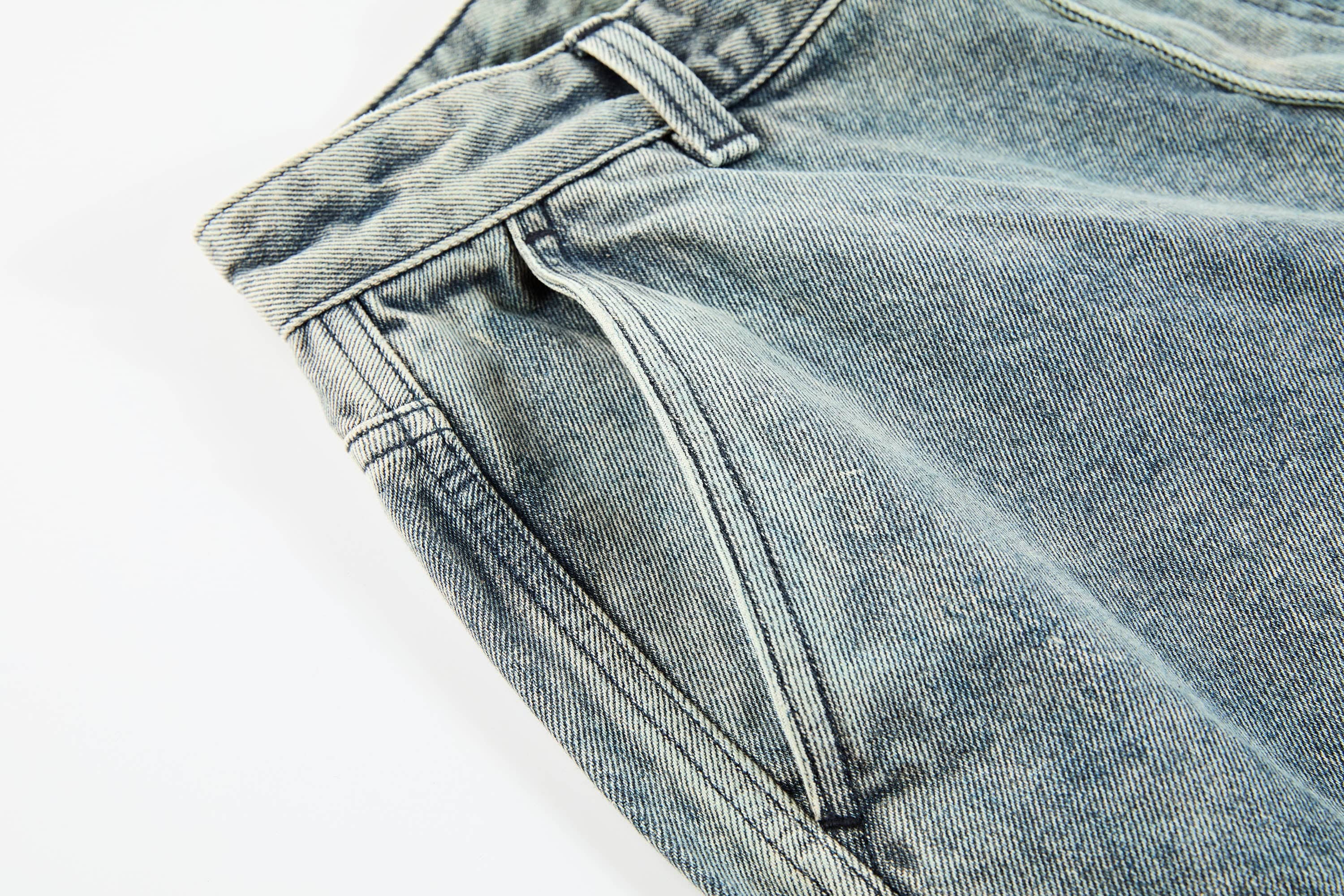 Washed Gradient Denim Cargo Jeans