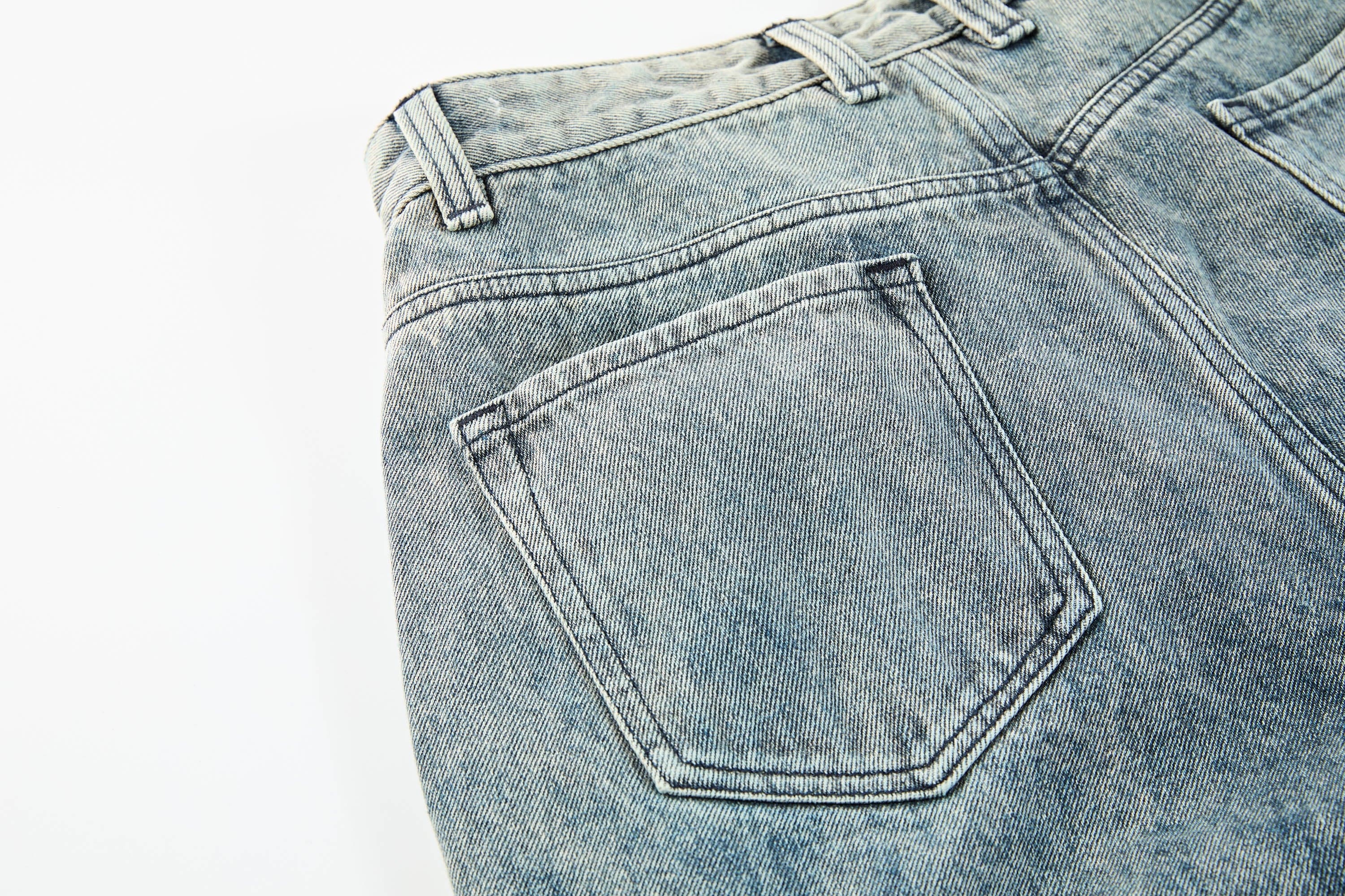 Washed Gradient Denim Cargo Jeans