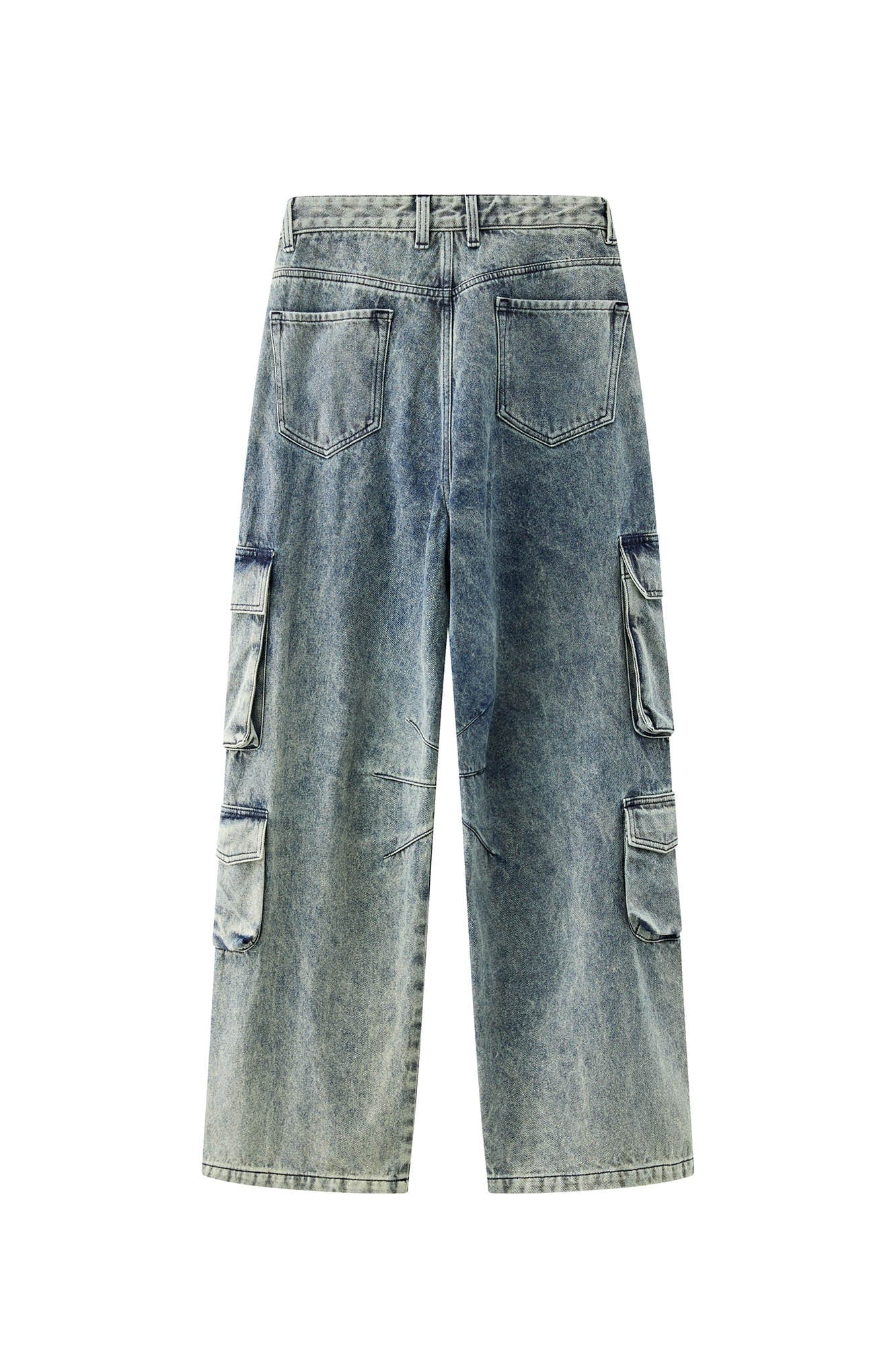 Washed Gradient Denim Cargo Jeans