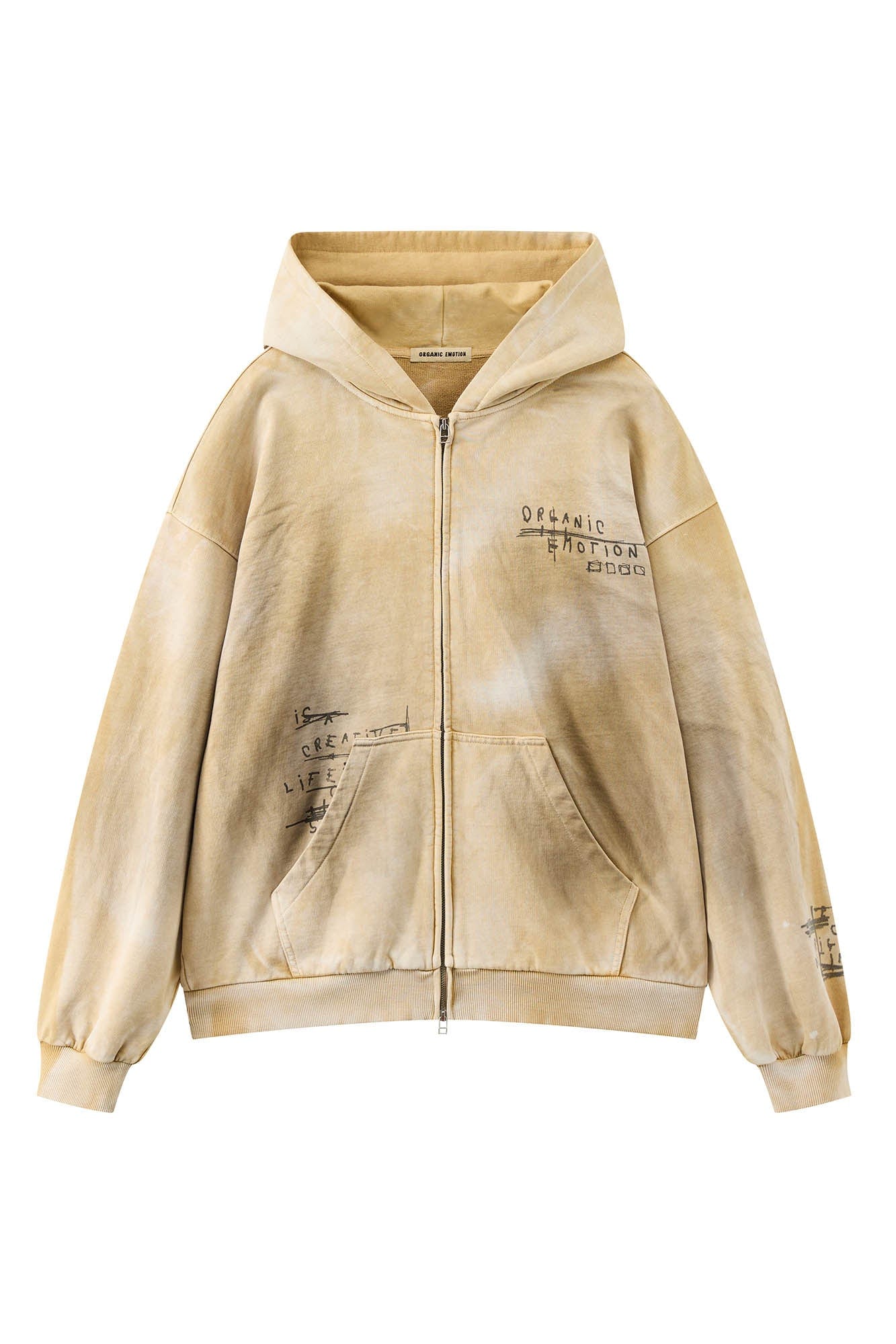 Washed Graffiti Zip-Up Hoodie