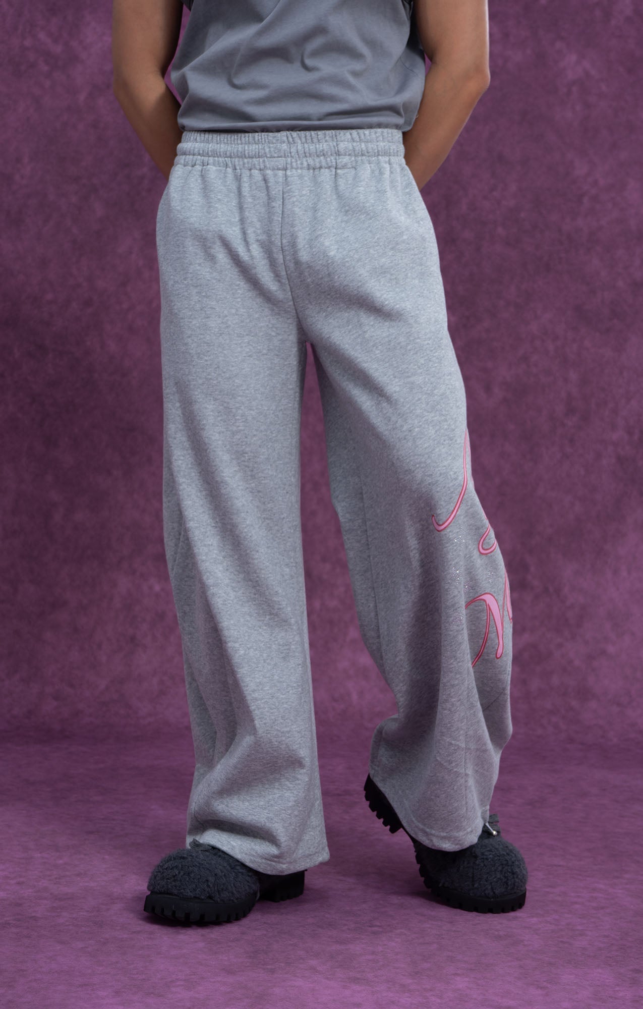 Gray Script Print Sweatpants