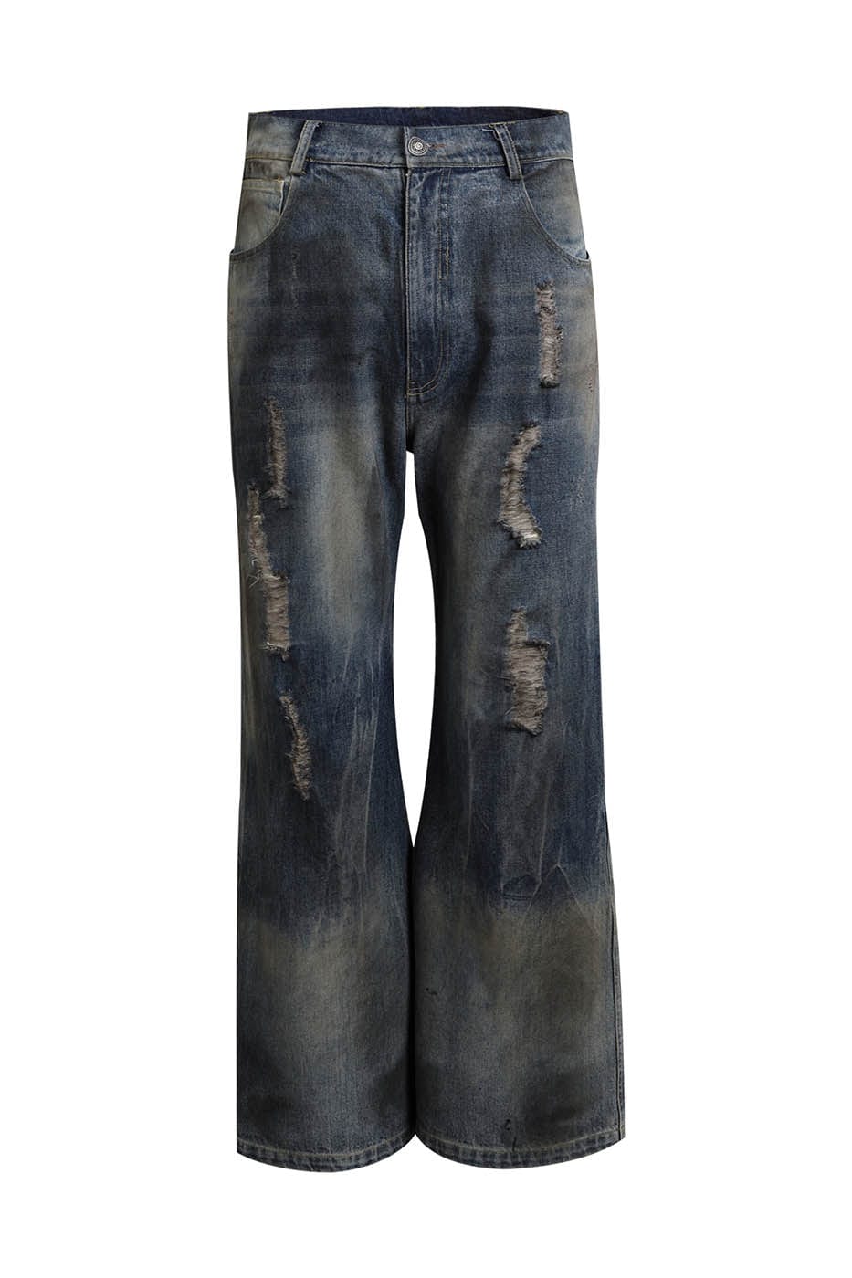 Distressed Rusty Flare Jeans