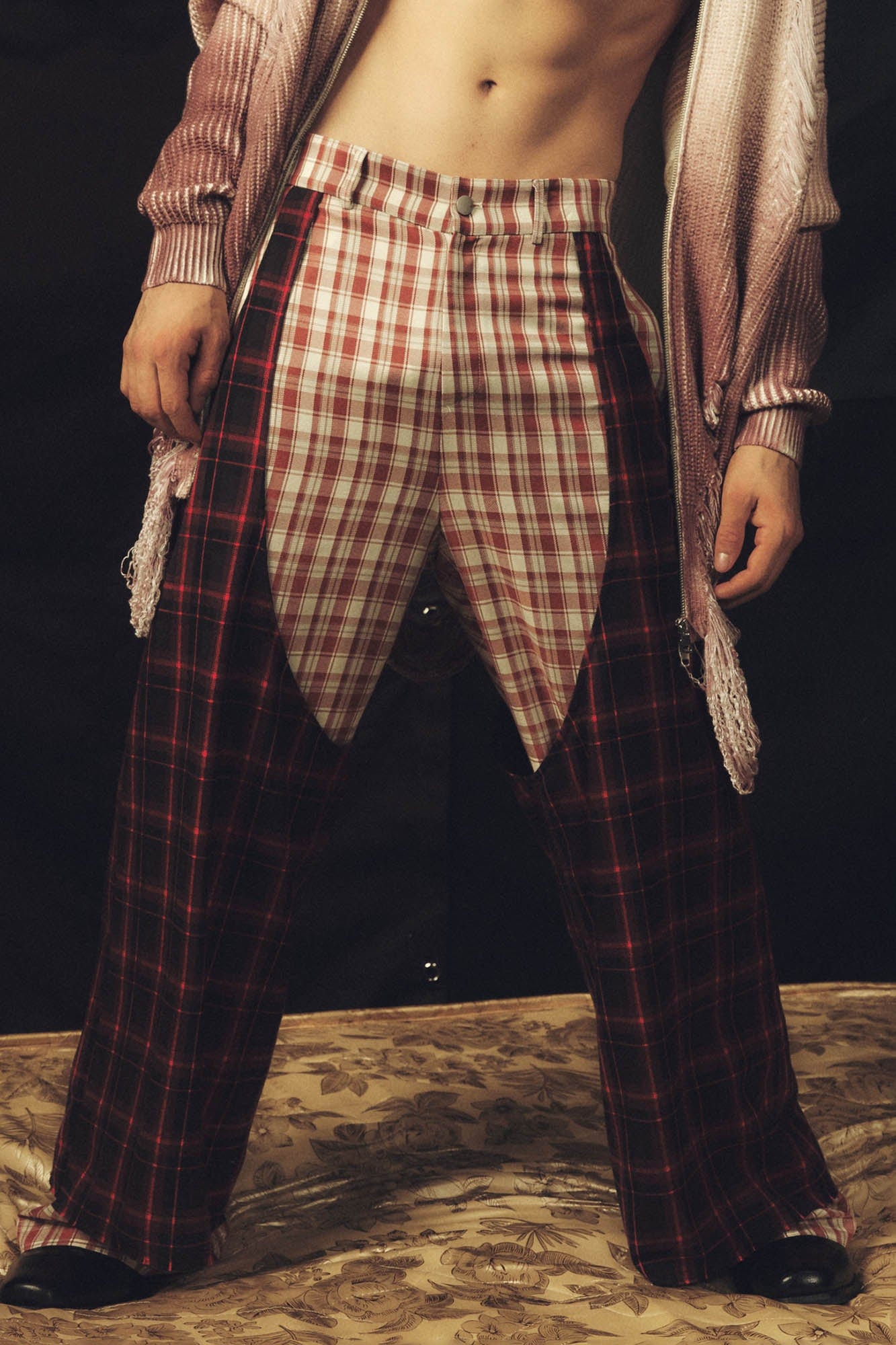 Dual Plaid Wide Leg Pants