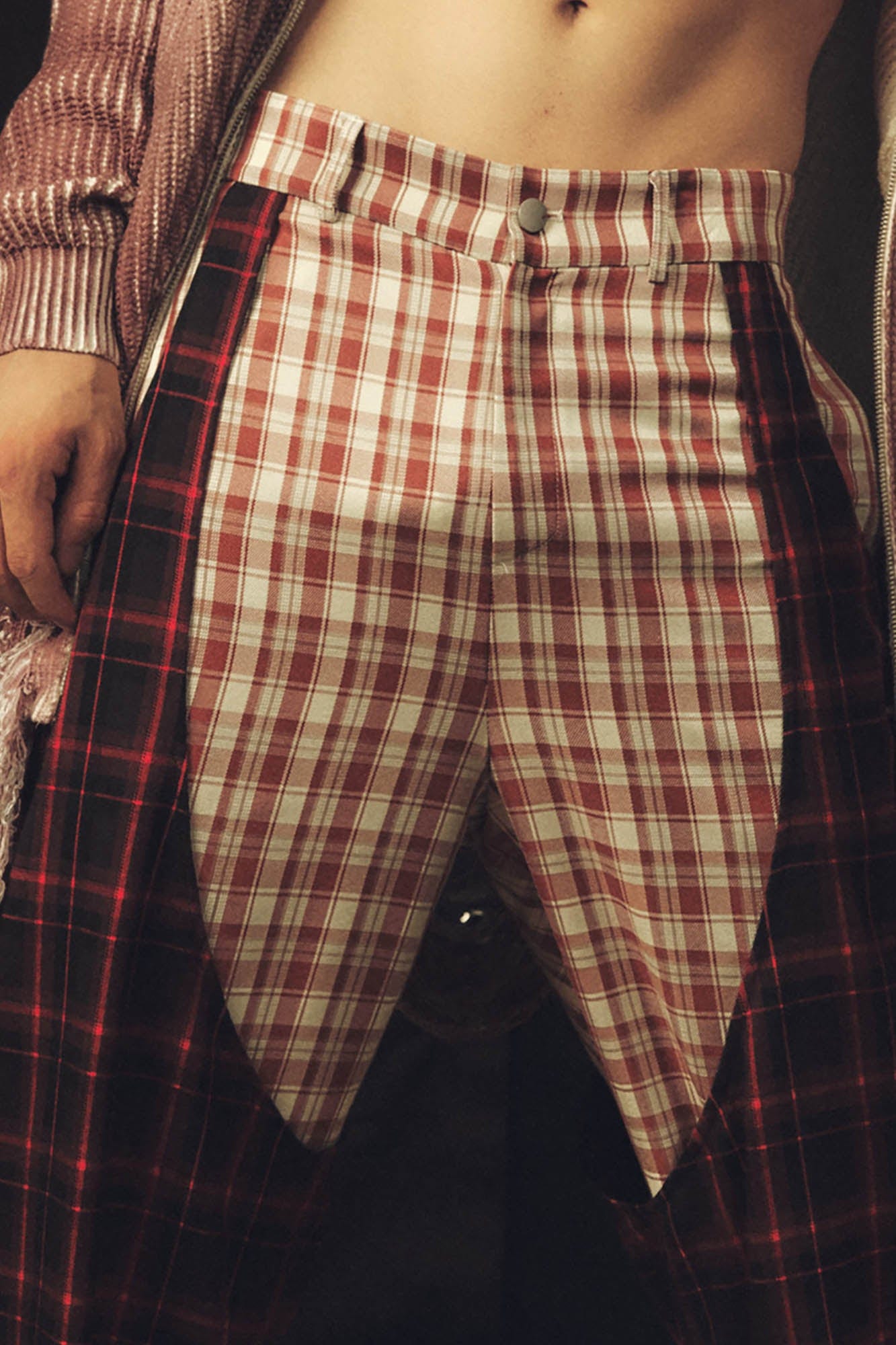 Dual Plaid Wide Leg Pants