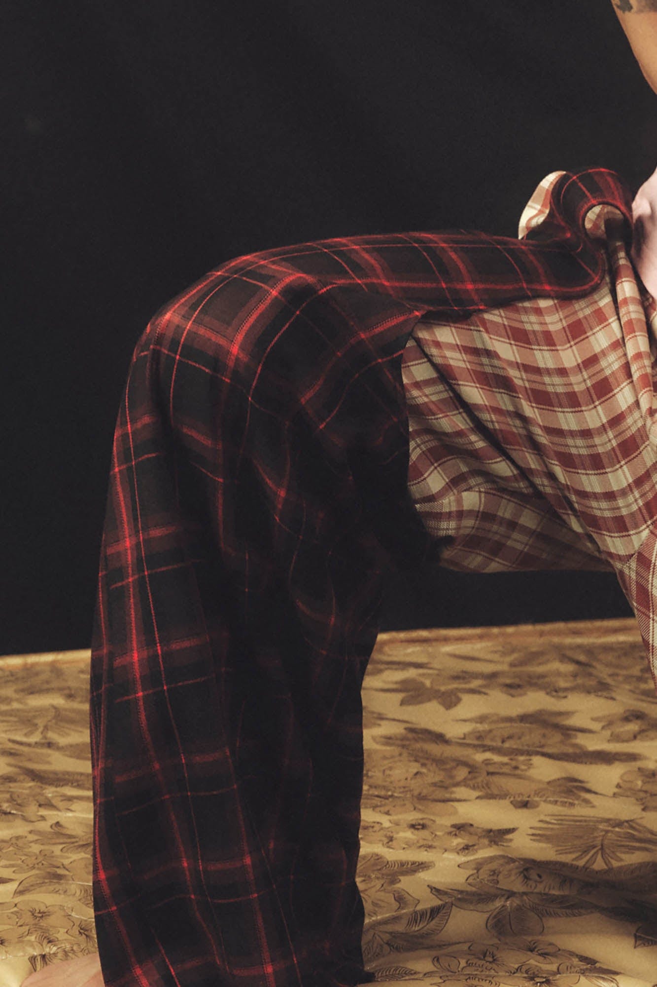 Dual Plaid Wide Leg Pants