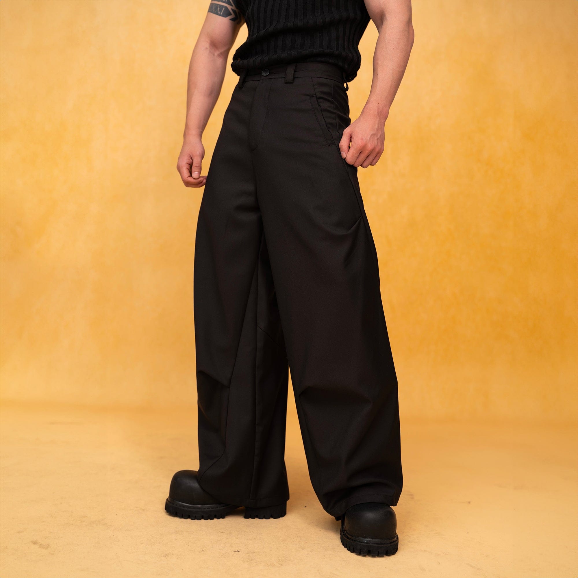 Essential Spliced Wide-Leg Casual Trousers