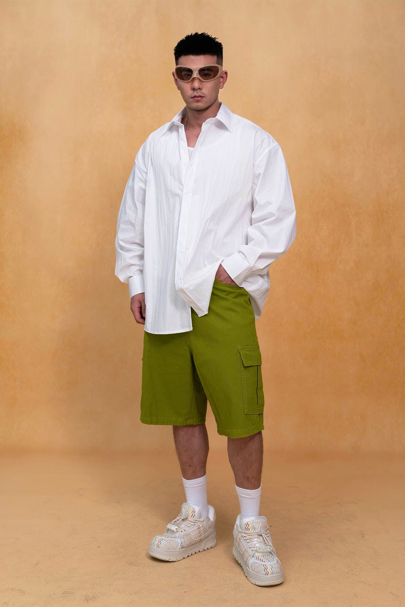 Oversized Crinkled Button-Up Shirt