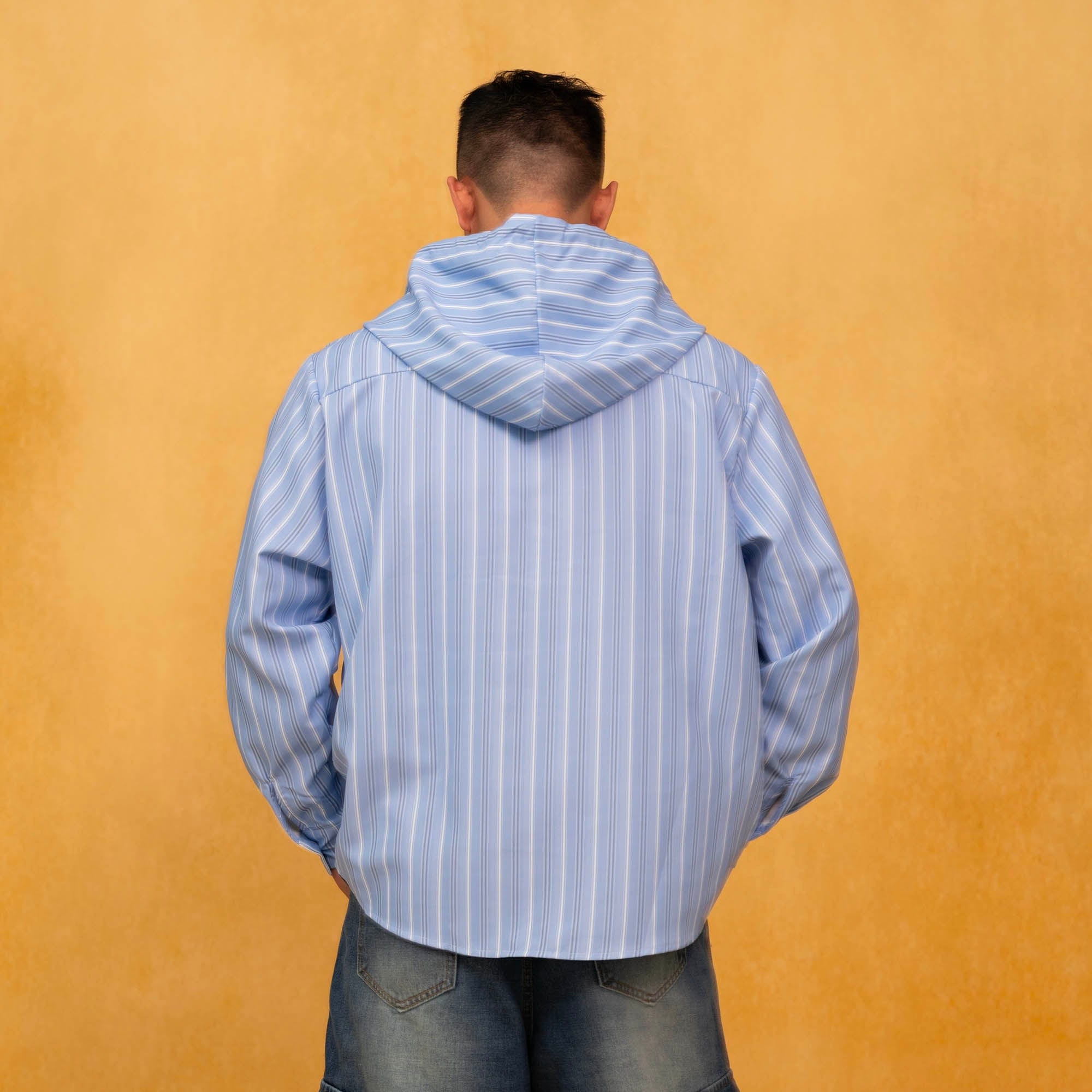 Striped Hoodie Shirt with Tie Print