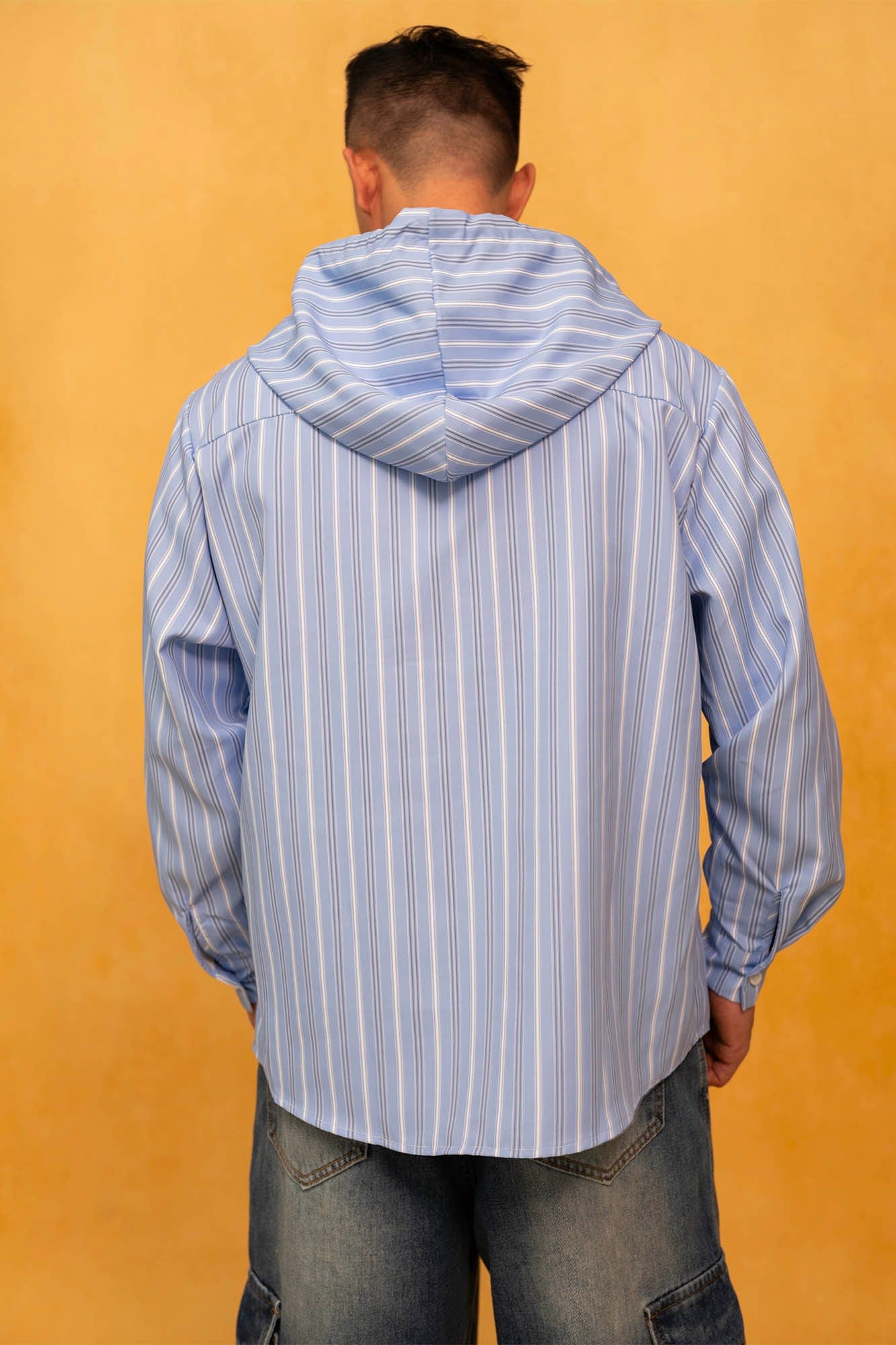 Striped Hoodie Shirt with Tie Print