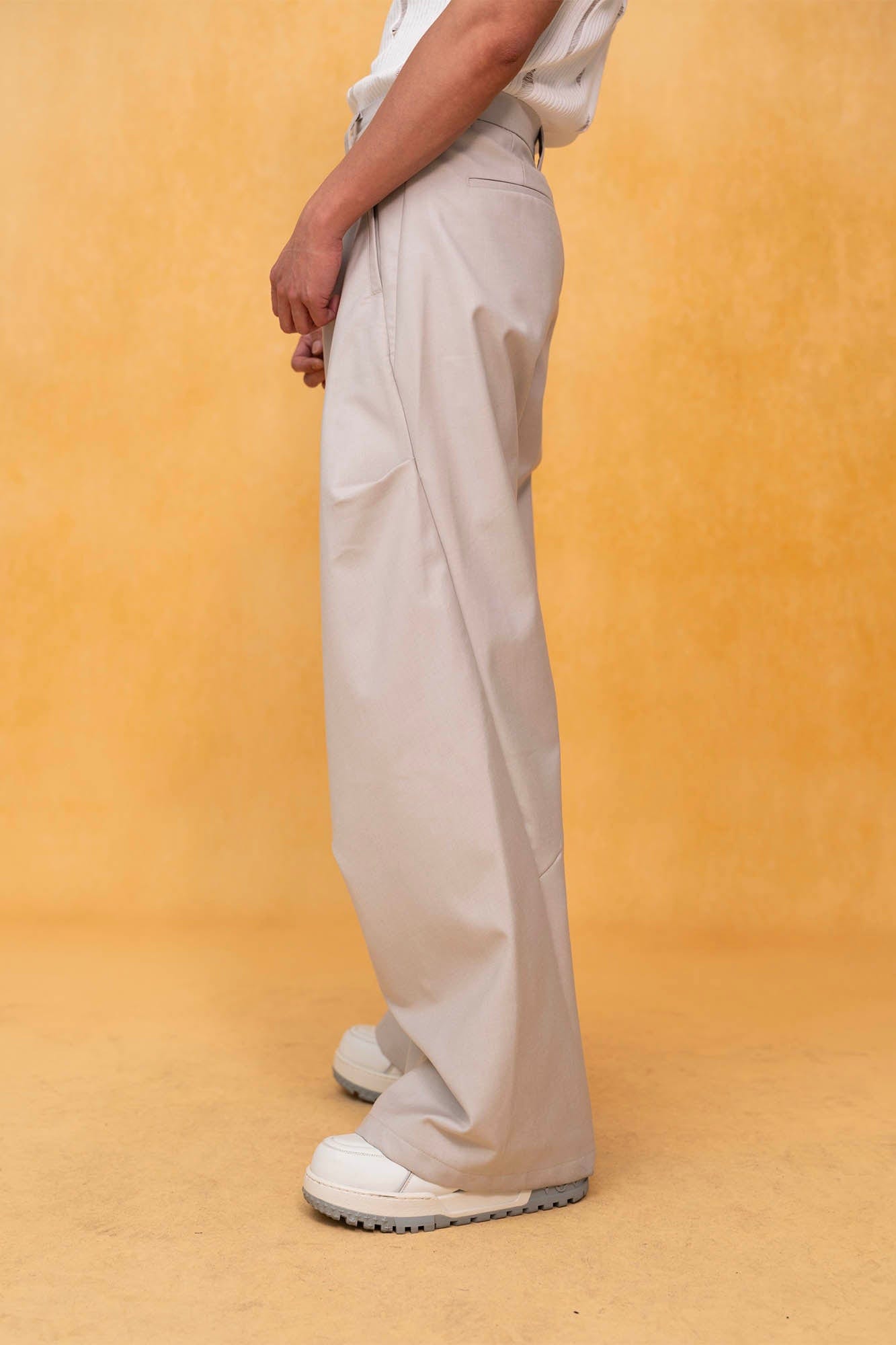 Essential Spliced Wide-Leg Casual Trousers