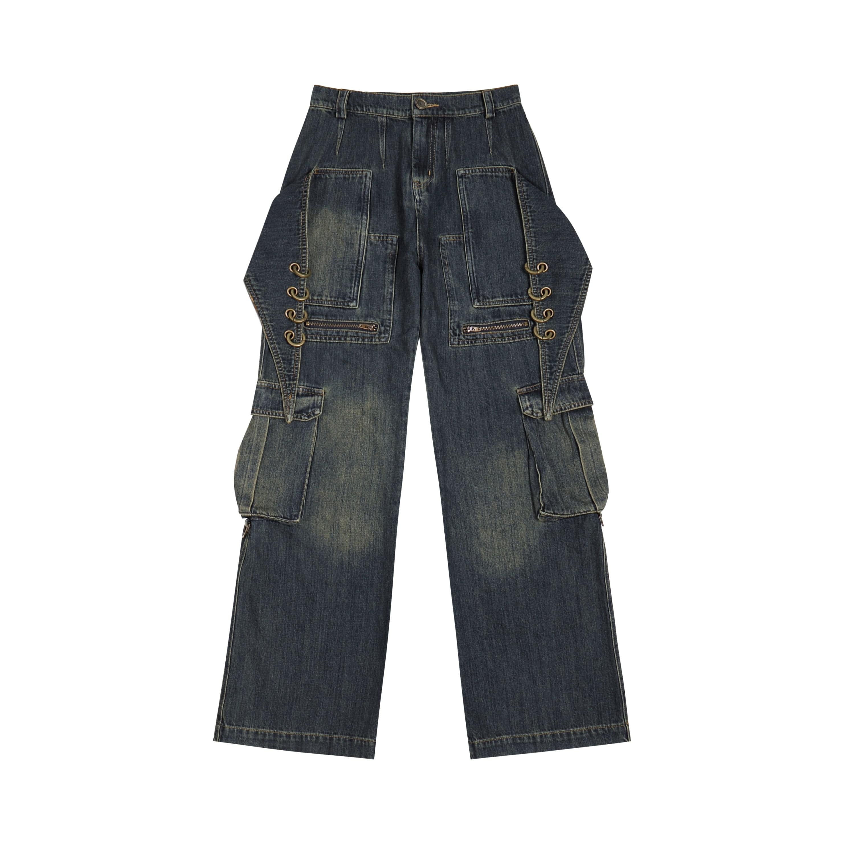 Strap Cargo Wide Jeans