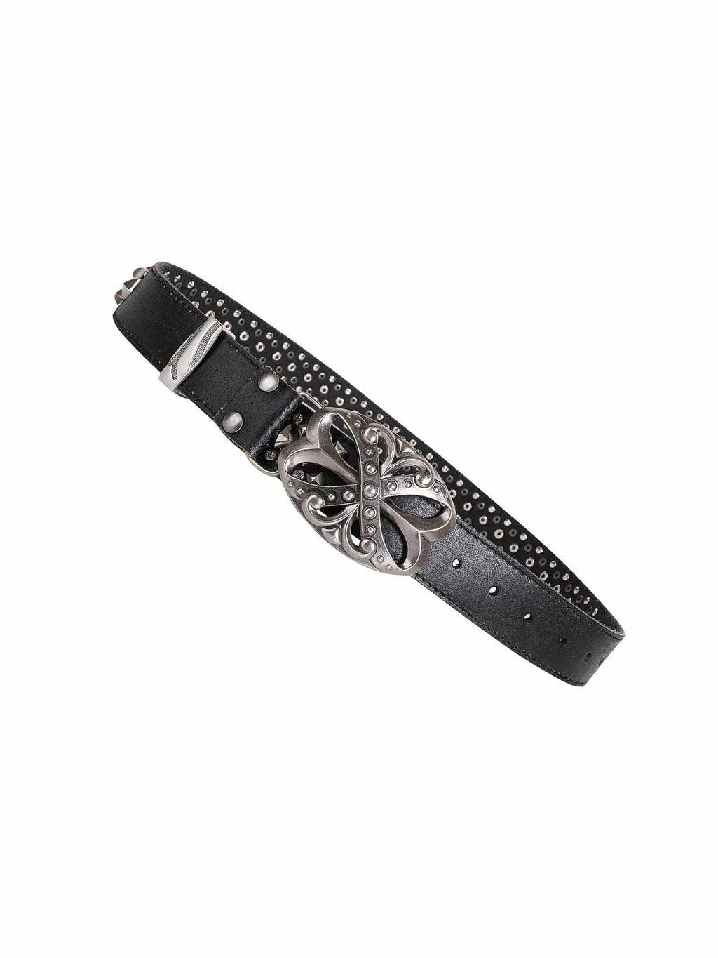 6223 Cross Charm Rhinestone Stud Genuine Leather Belt (large Cross Rhinestone Studded Bling Black Leather Belt Western  main image 4