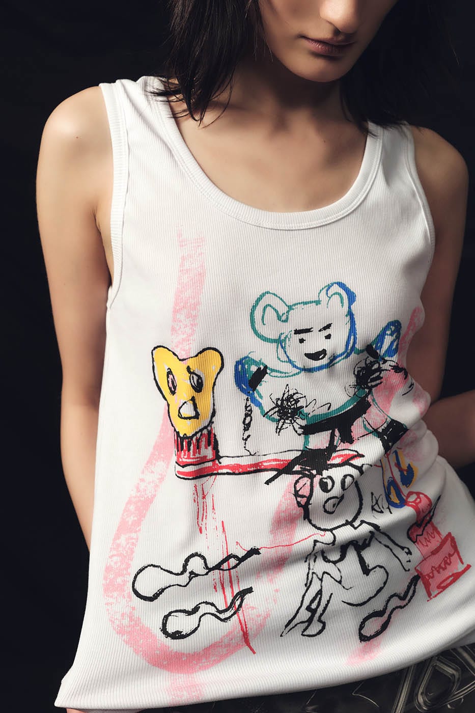 Cartoon Bear Print Tank Top