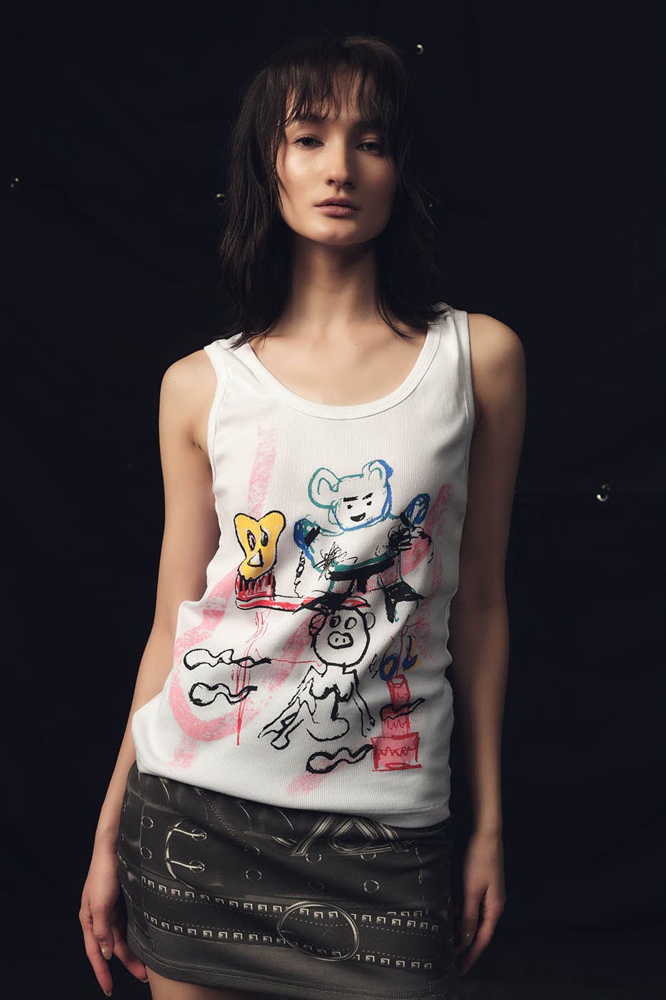 Cartoon Bear Print Tank Top