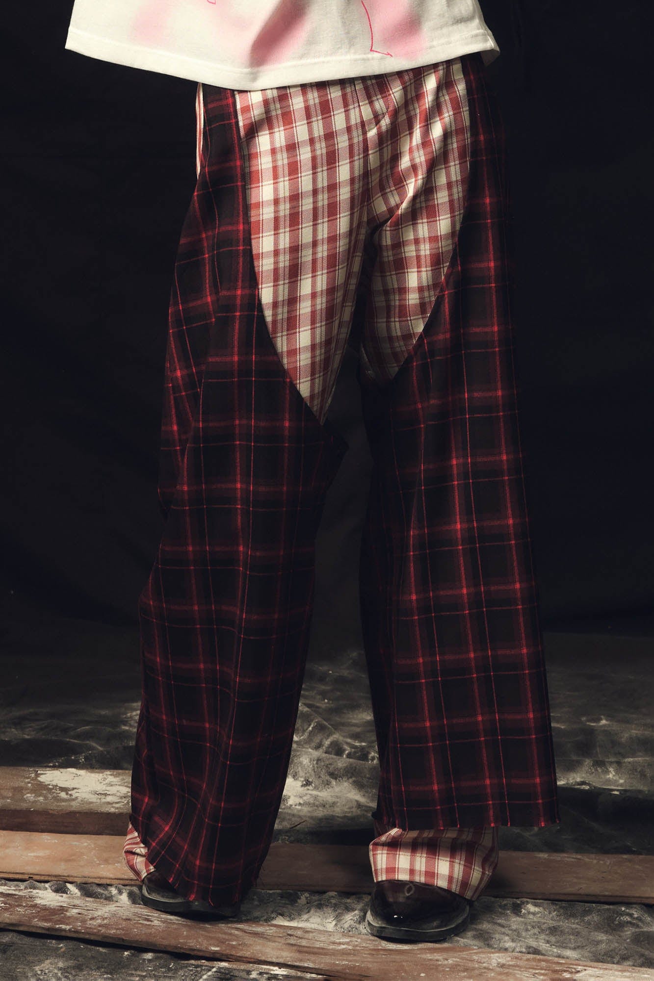 Dual Plaid Wide Leg Pants