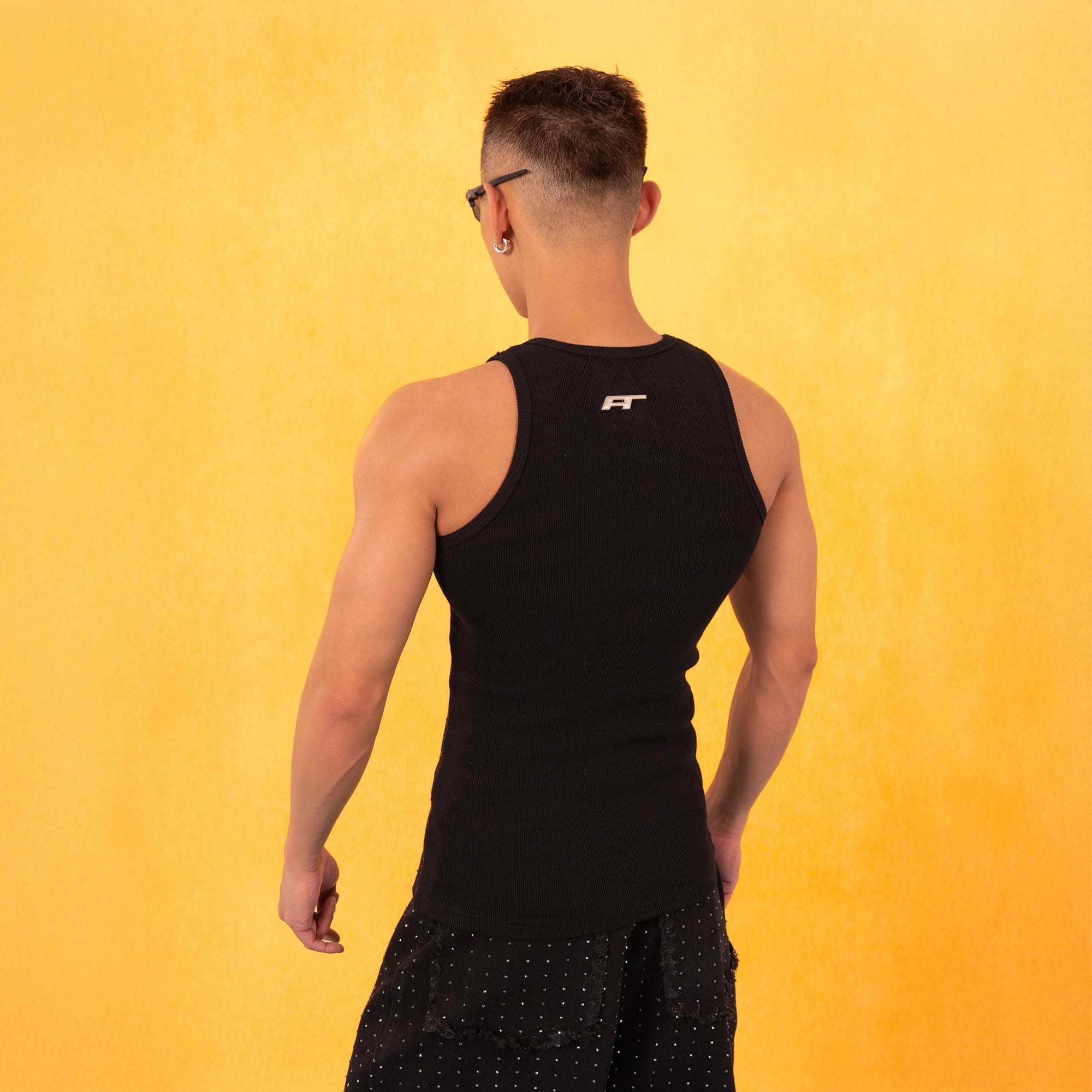 Rhinestone Embellished Ribbed Tank Top