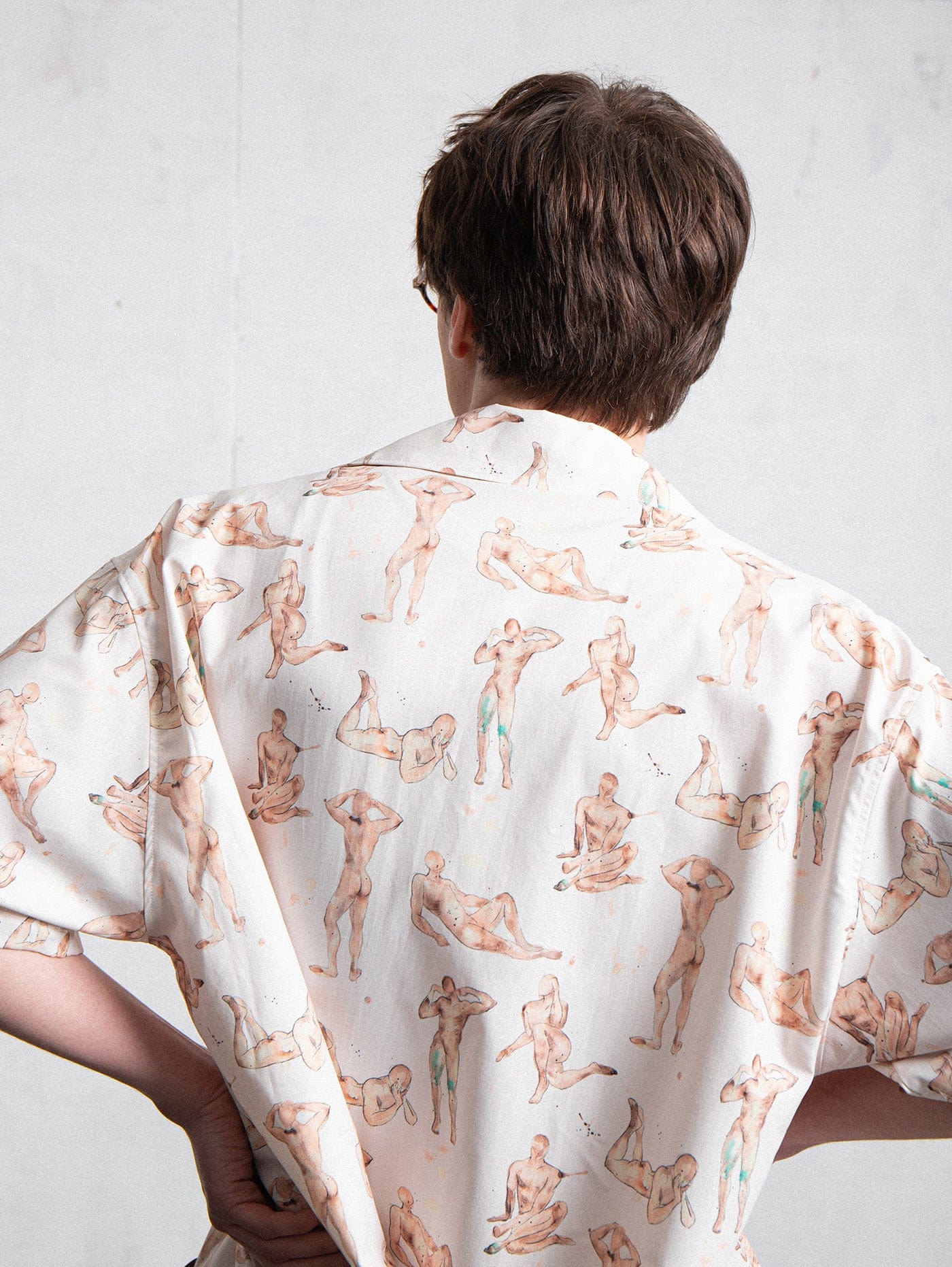 Figure Print Camp Collar Shirt