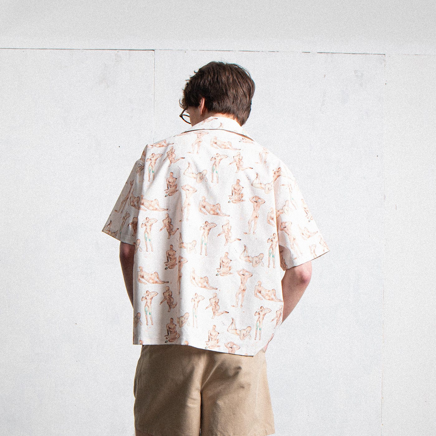 Figure Print Camp Collar Shirt