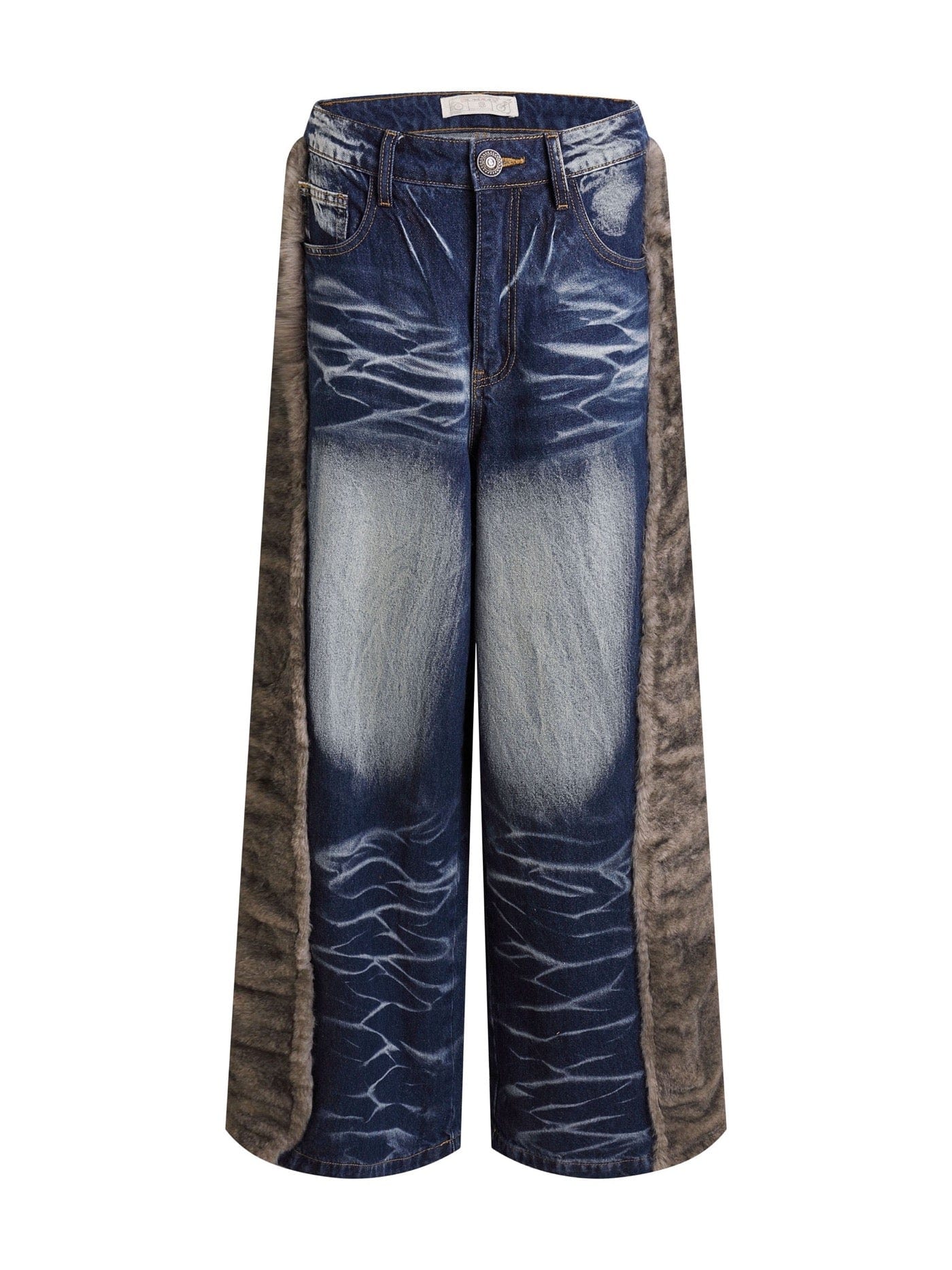 Fur Stripe Wide Leg Jeans