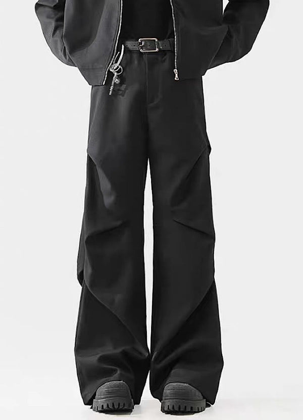 WIDE LEG UTILITY PANTS SOLID BLACK