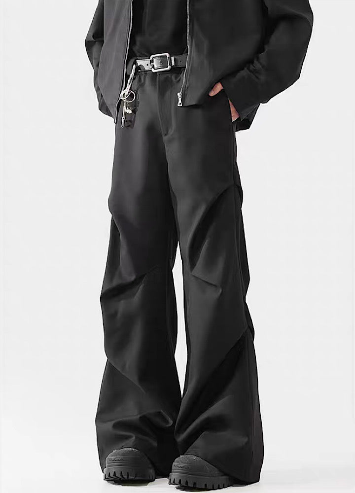 Black Avant-Garde Wide-Leg Utility Pants - chiclara