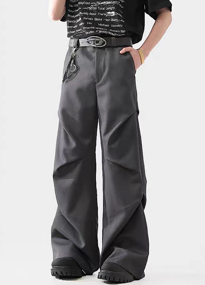 Black Avant-Garde Wide-Leg Utility Pants - chiclara