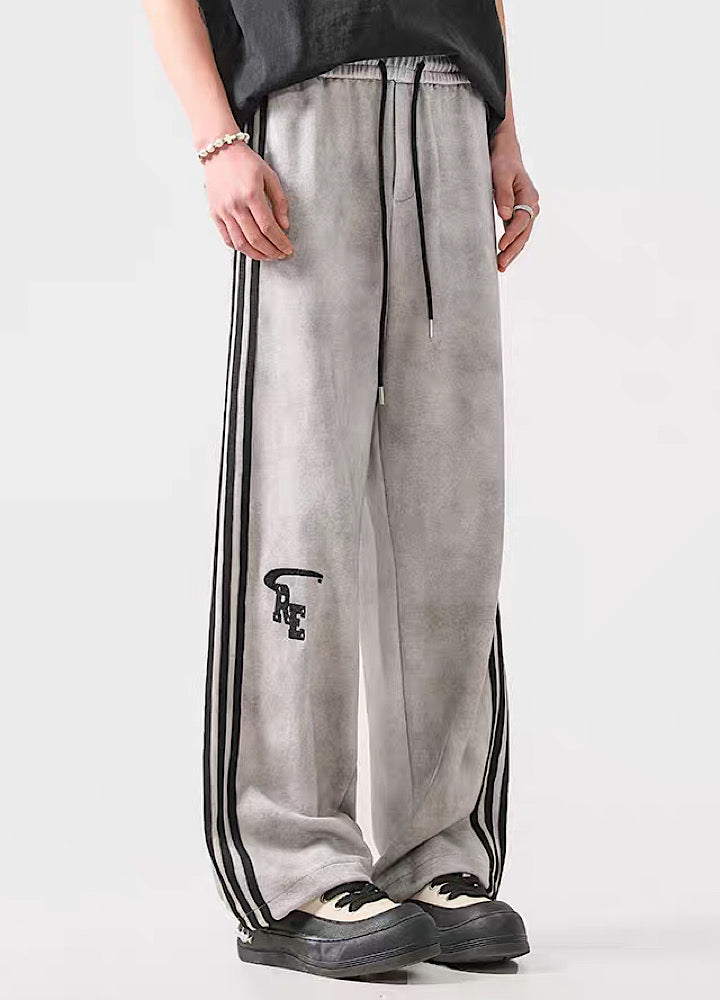 Striped Wide-Leg Track Pants - chiclara