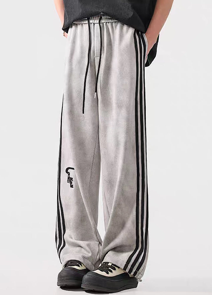 Striped Wide-Leg Track Pants - chiclara