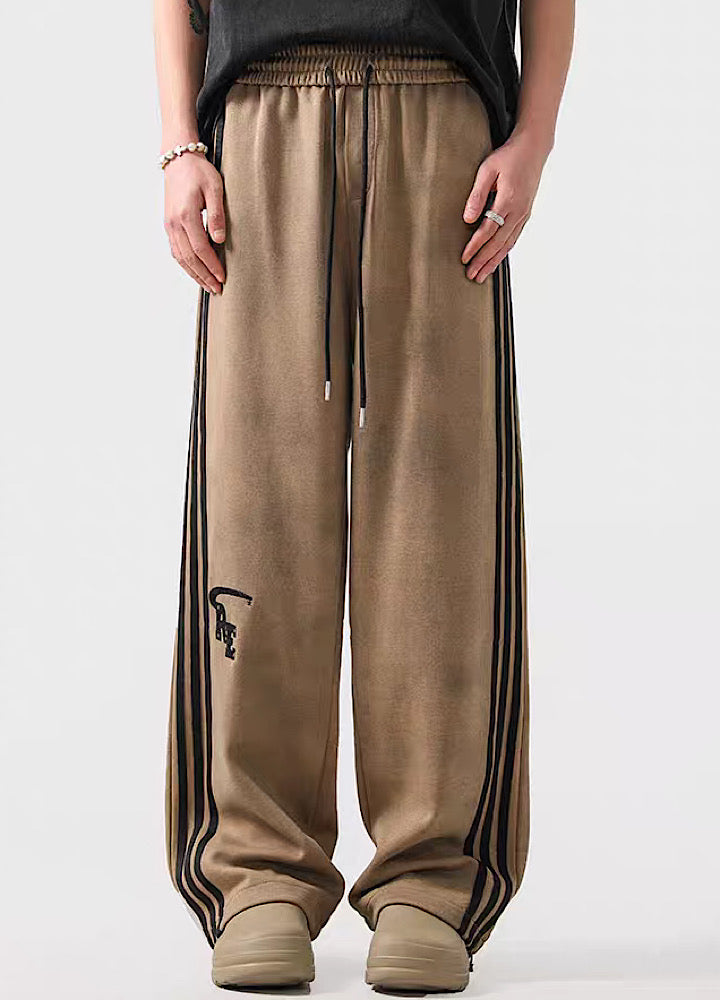 Striped Wide-Leg Track Pants - chiclara