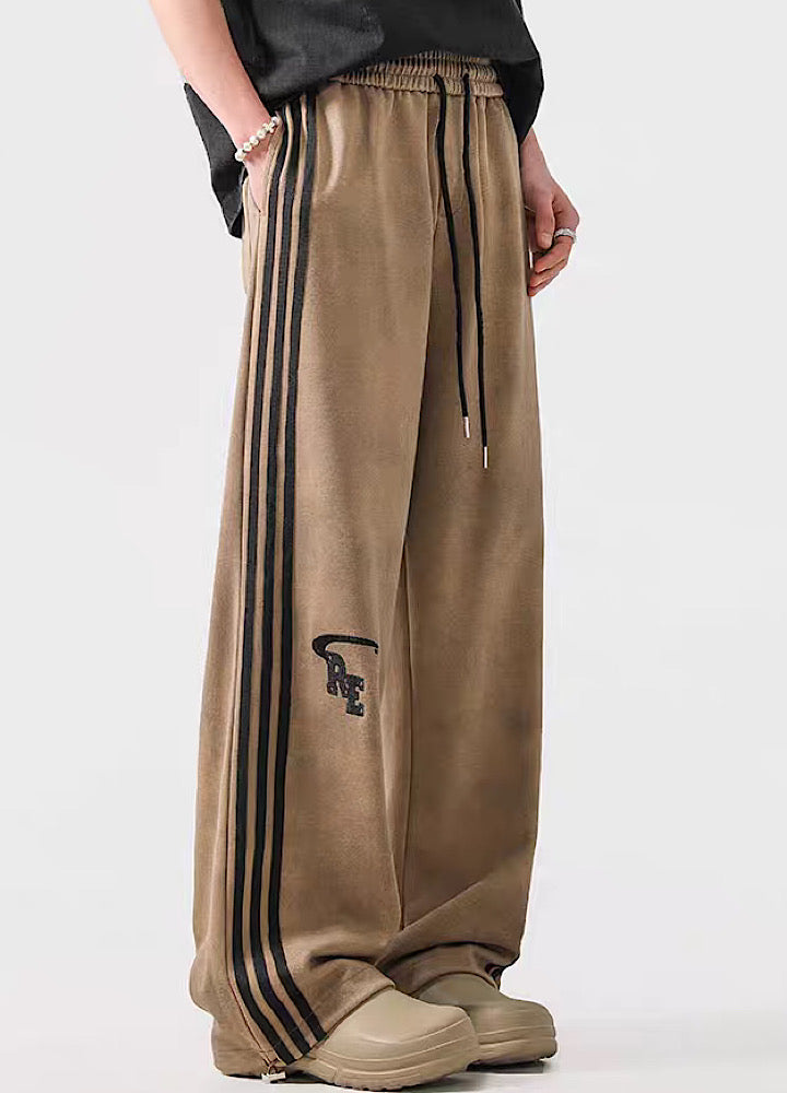 Striped Wide-Leg Track Pants - chiclara