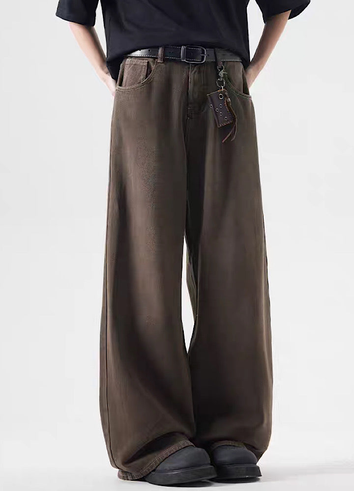 Vintage Wide-Leg Brown Jeans - chiclara