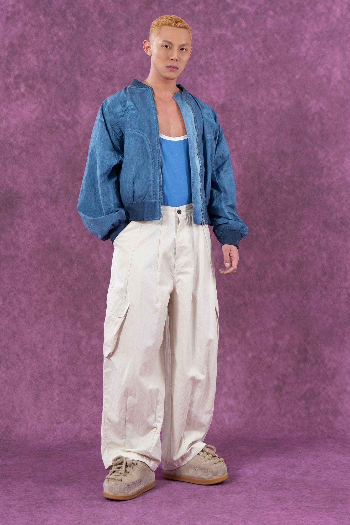 Cropped Crinkled Bomber Jacket