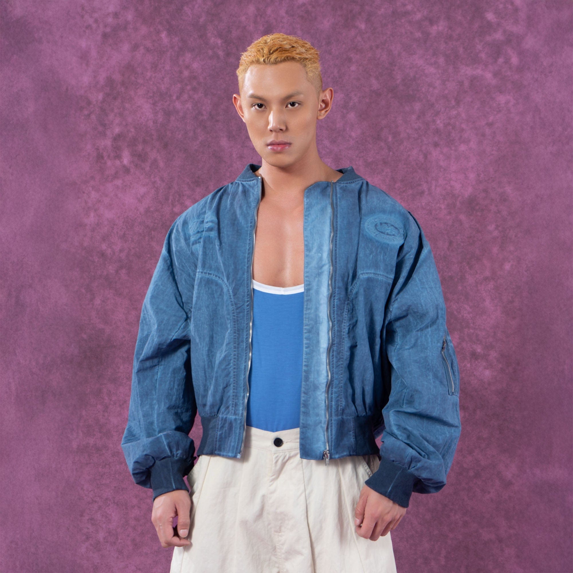 Cropped Crinkled Bomber Jacket