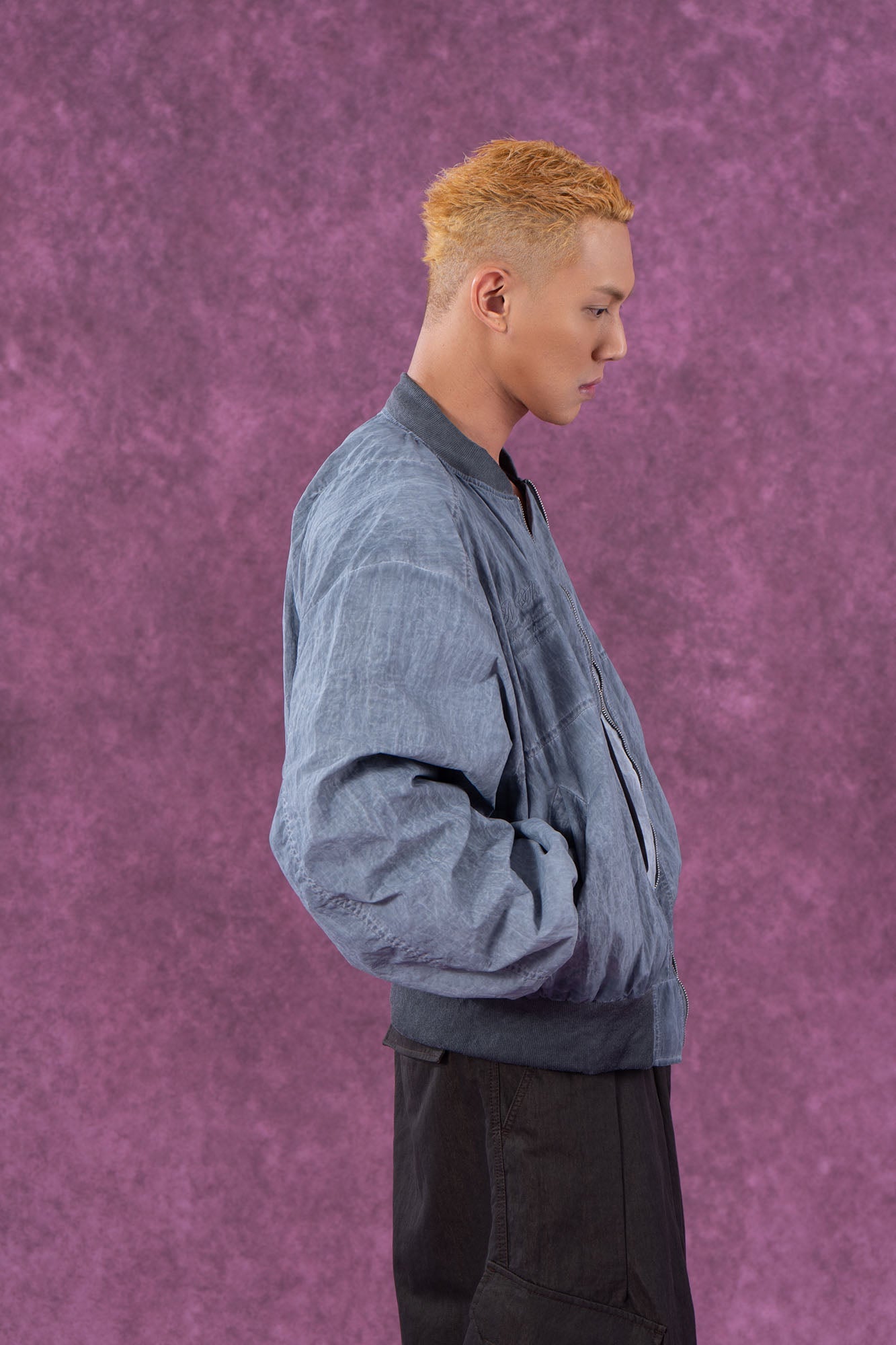 Cropped Crinkled Bomber Jacket