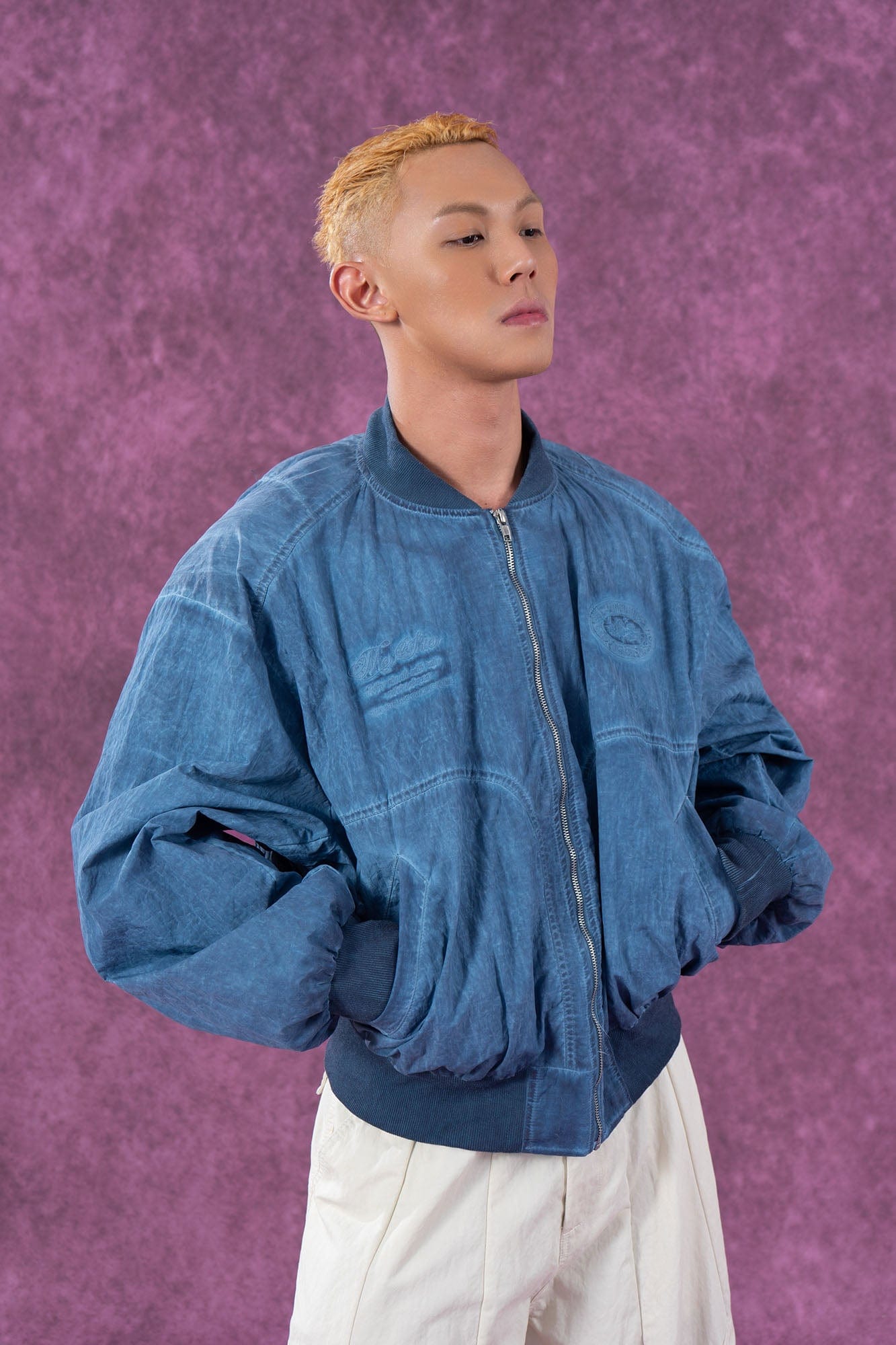 Cropped Crinkled Bomber Jacket